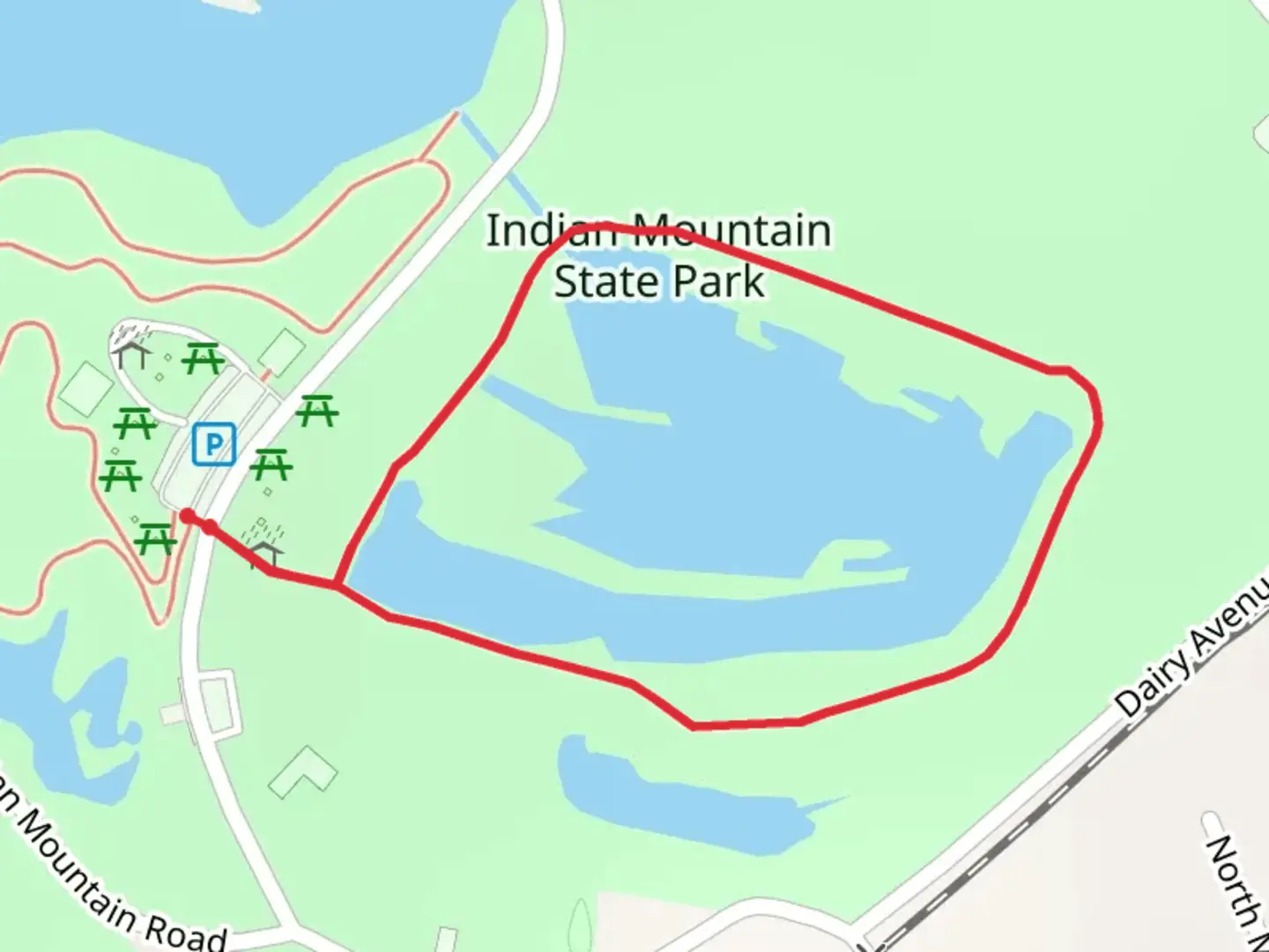 An image depicting the trail Indian Mountain State Park Loop and its surrounding area.