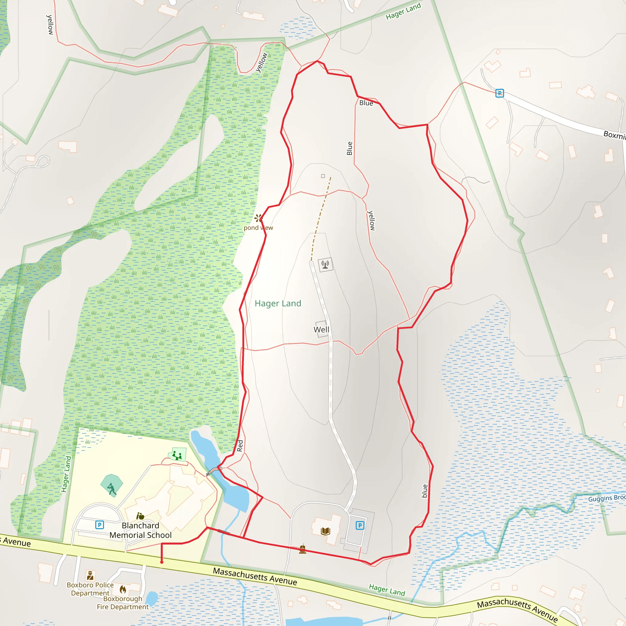Red and Blue Loop Trail via Massachusetts Avenue mobile static map