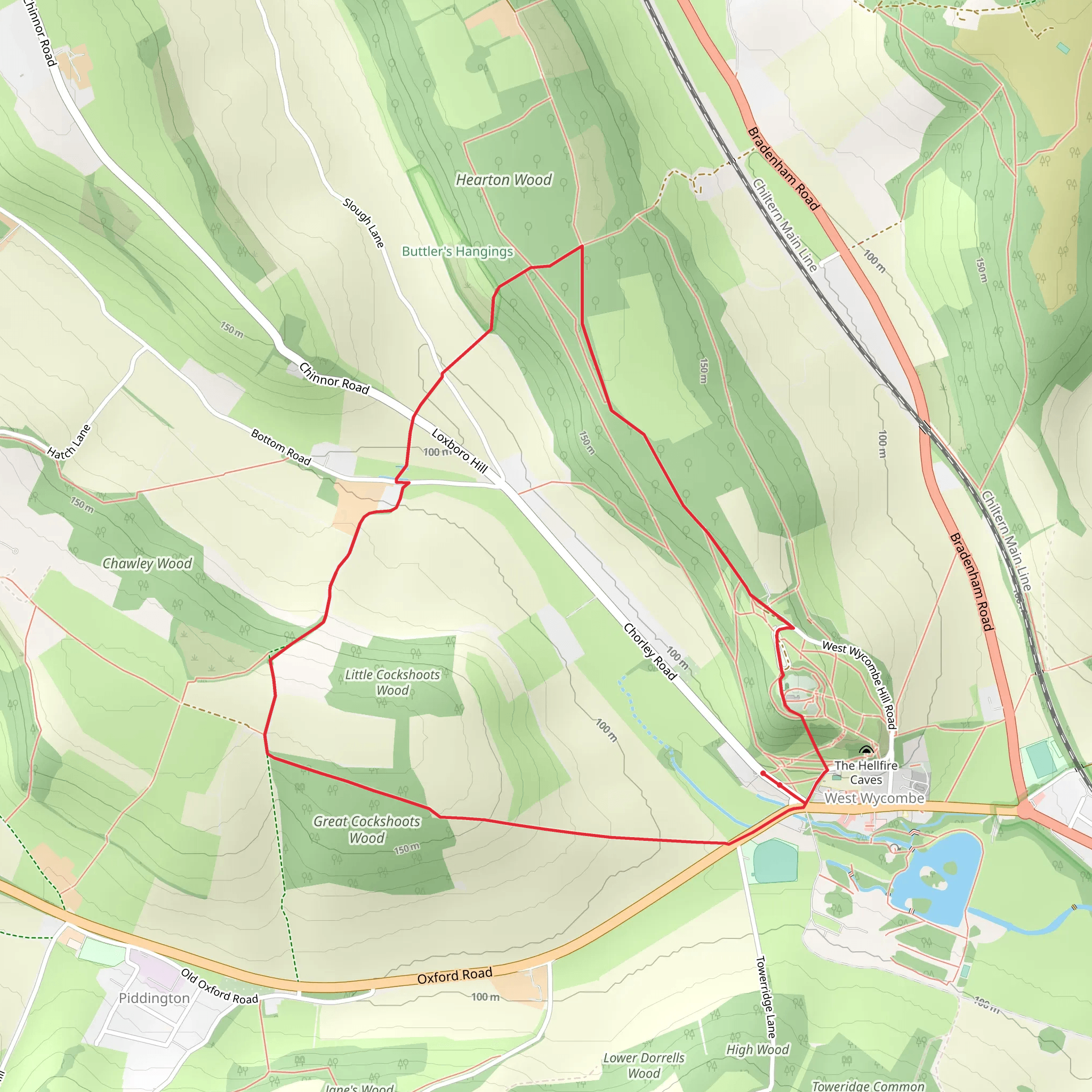 West Wycombe - Hearnton Wood and Great Cockshoots Wood mobile static map