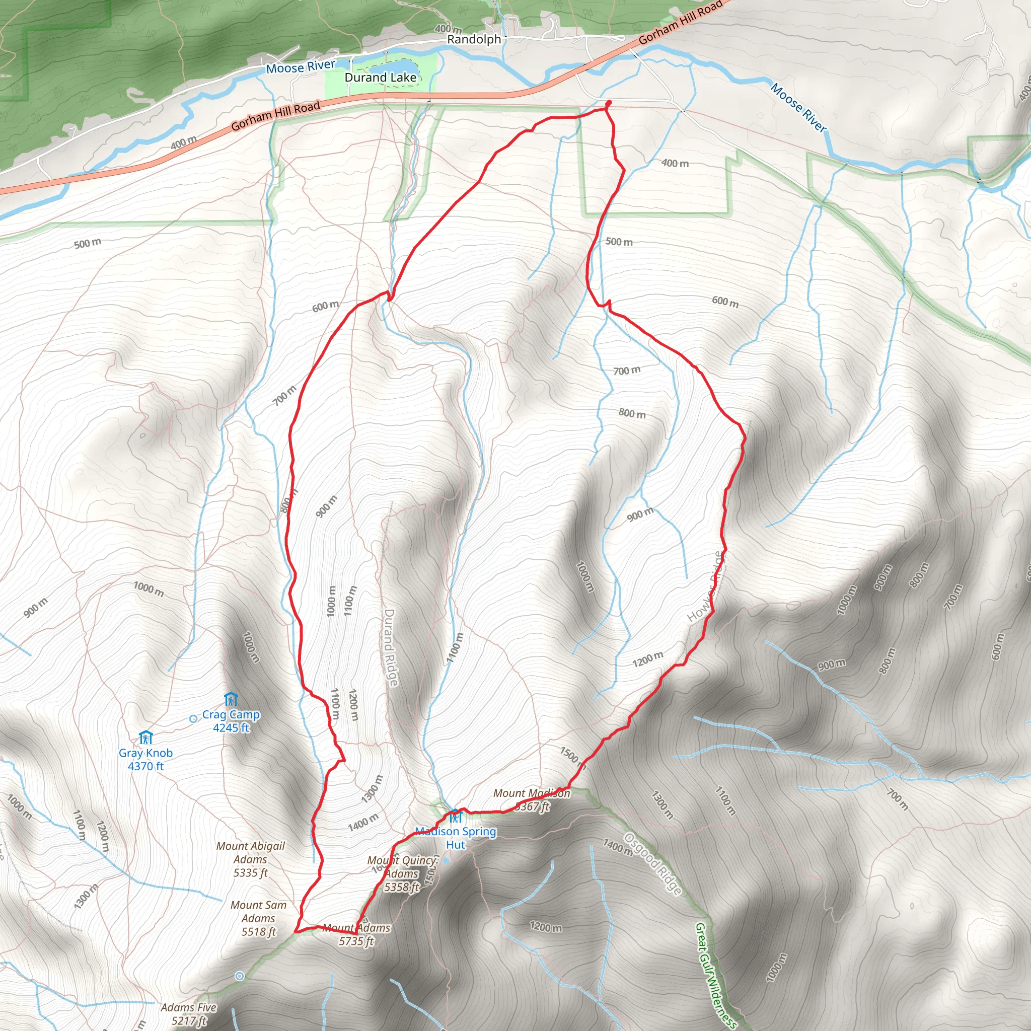 Mount Adams and Mount Madison mobile static map