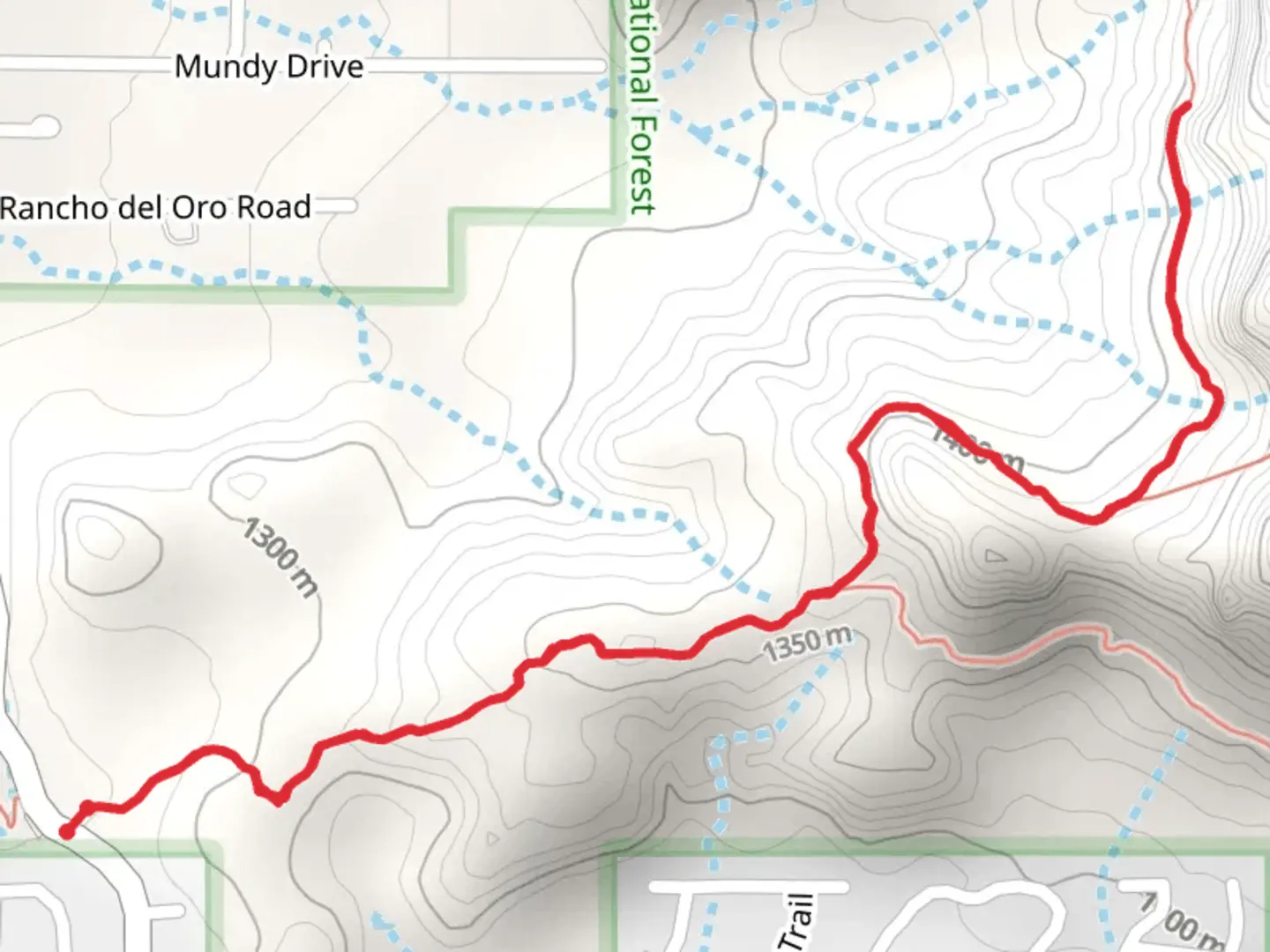An image depicting the trail Transept from Verde Valley School Road and its surrounding area.