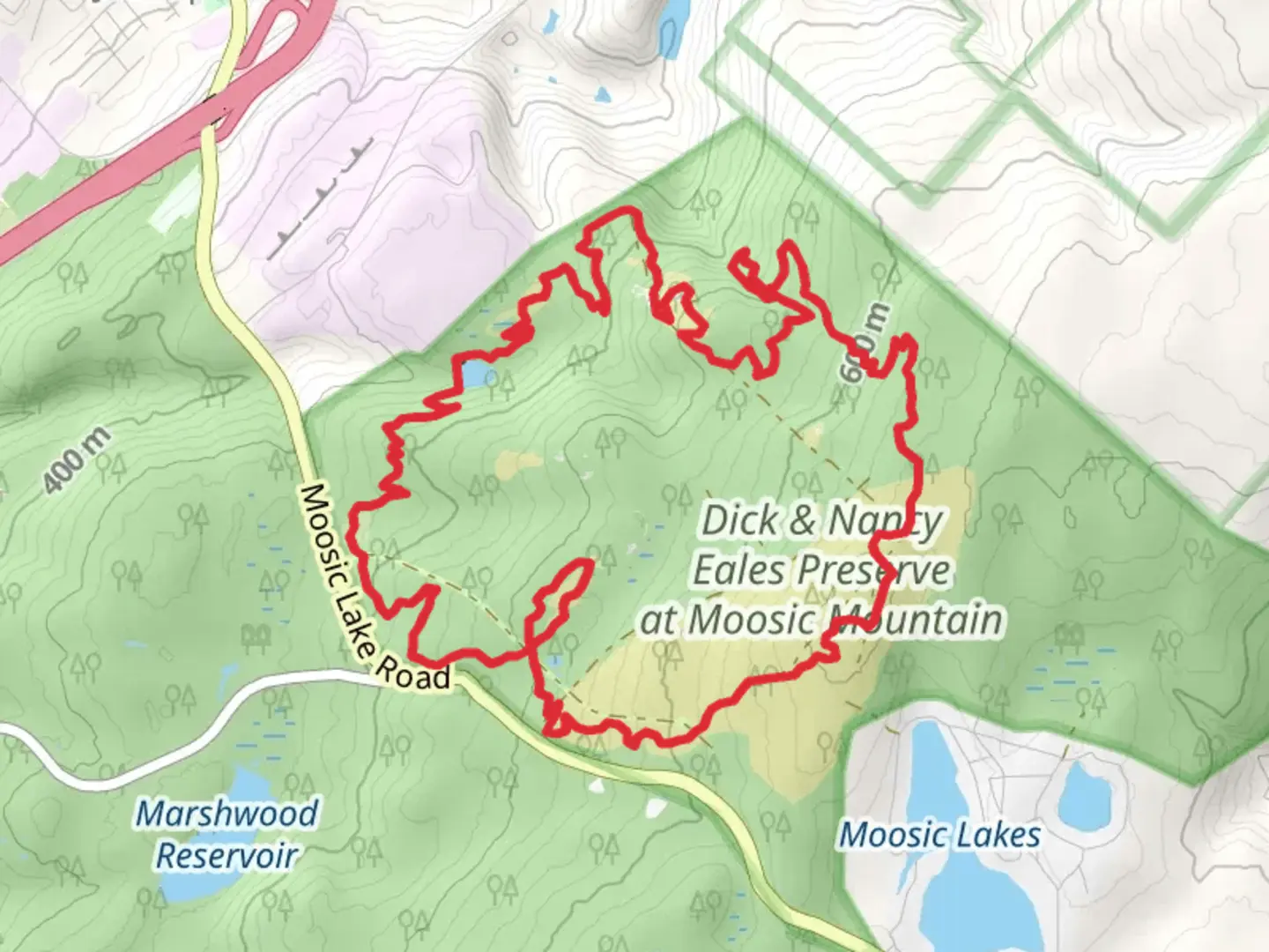 An image depicting the trail O'Corner Reservoir and Sterry Creek via Gene's Trail and its surrounding area.