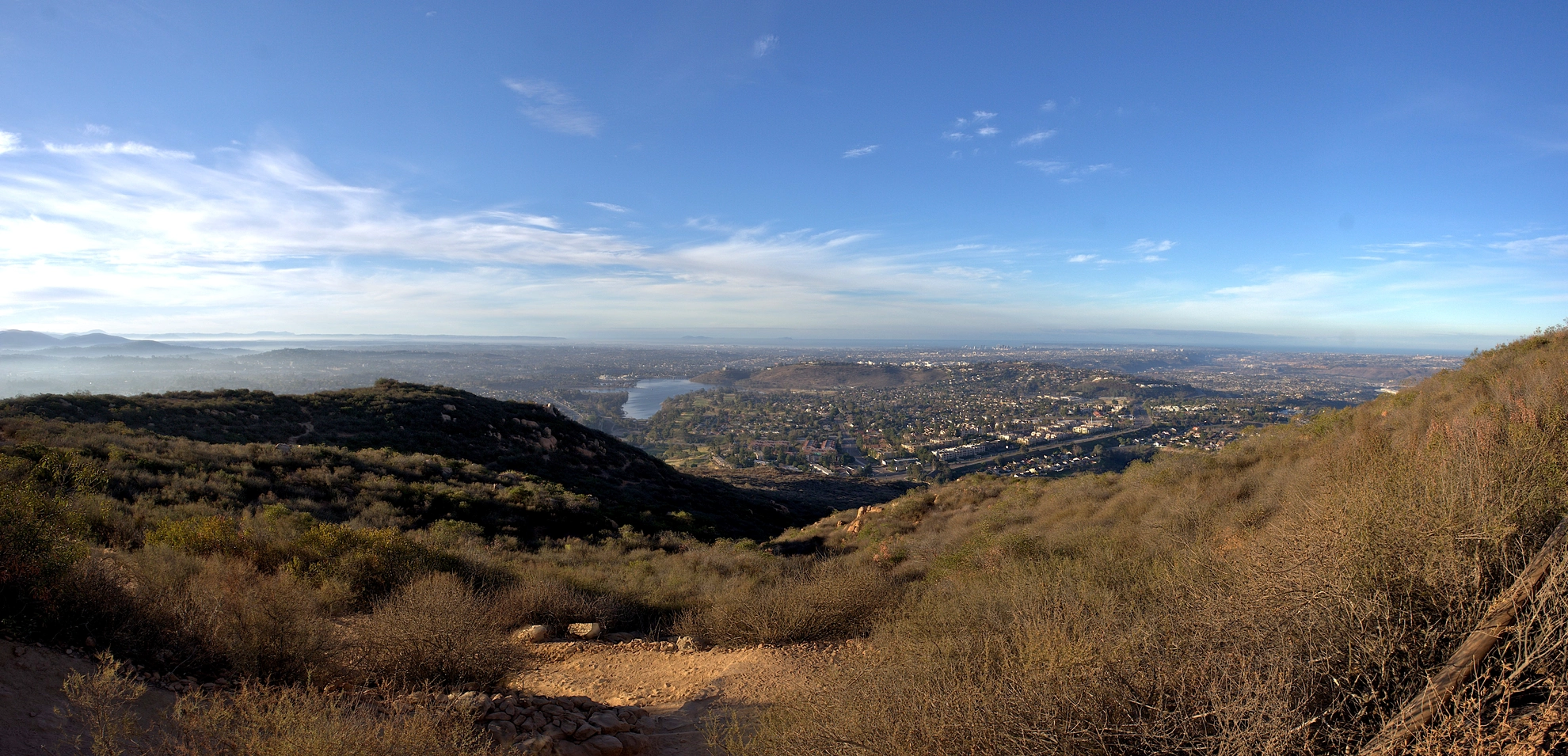 An image depicting the trail Cowles Mountain via Mesa Trail and its surrounding area.