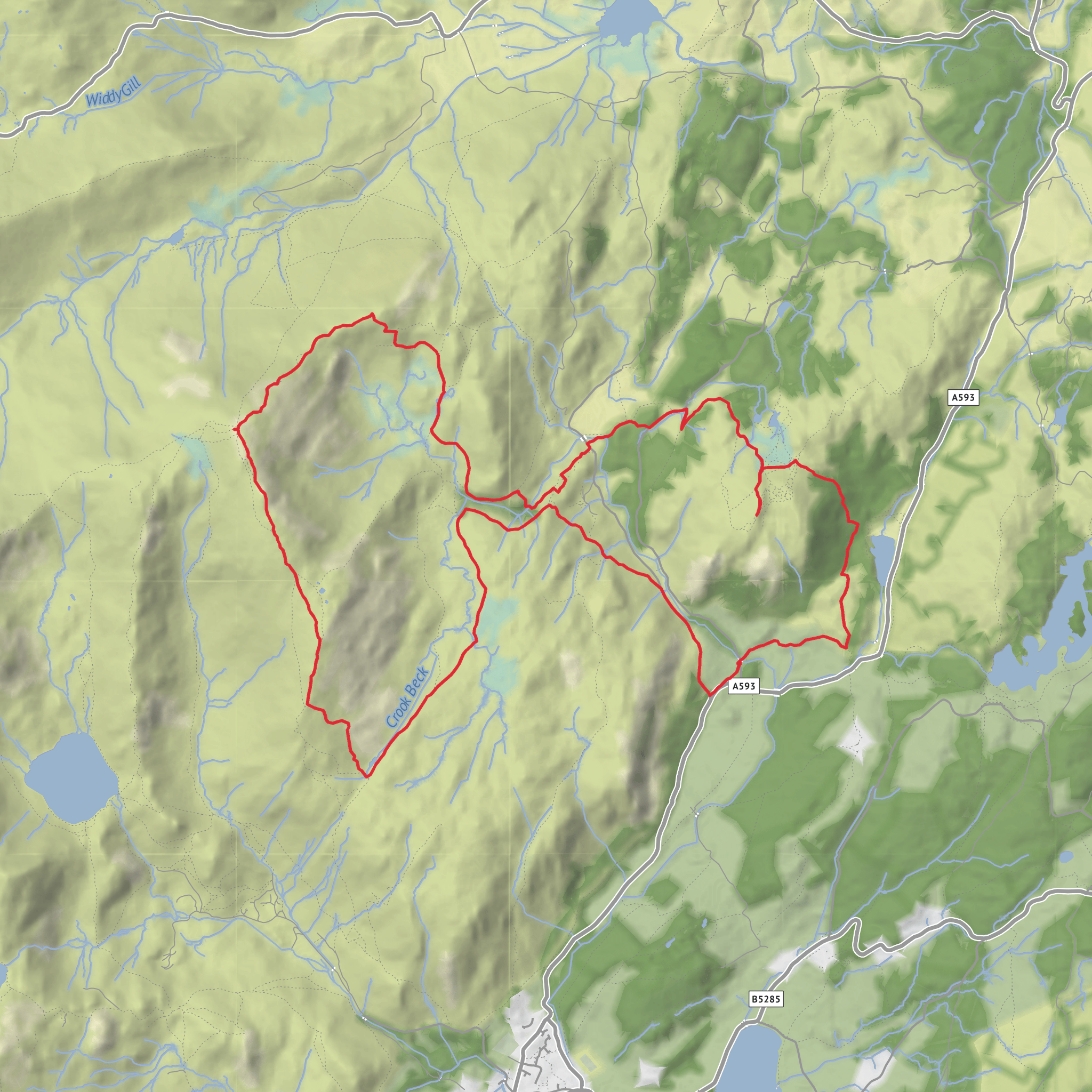 Wetherlam and Holme Fell - 2 WRs mobile static map