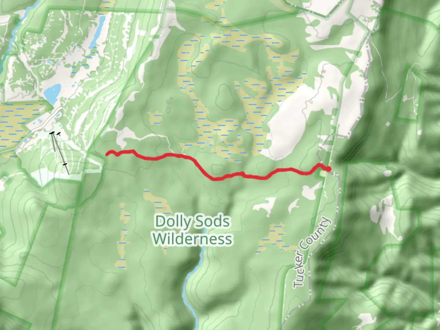 An image depicting the trail Blackbird Knob and its surrounding area.