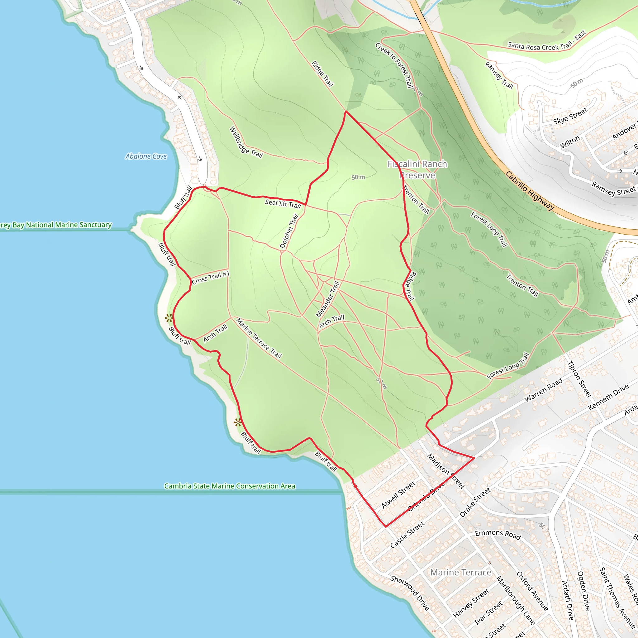 Bluff and SeaClift Loop Trail mobile static map