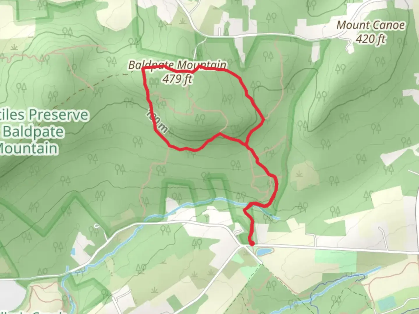 An image depicting the trail Honey Hollow Trail, Kuser Trail and Copper Hill Loop Trail and its surrounding area.