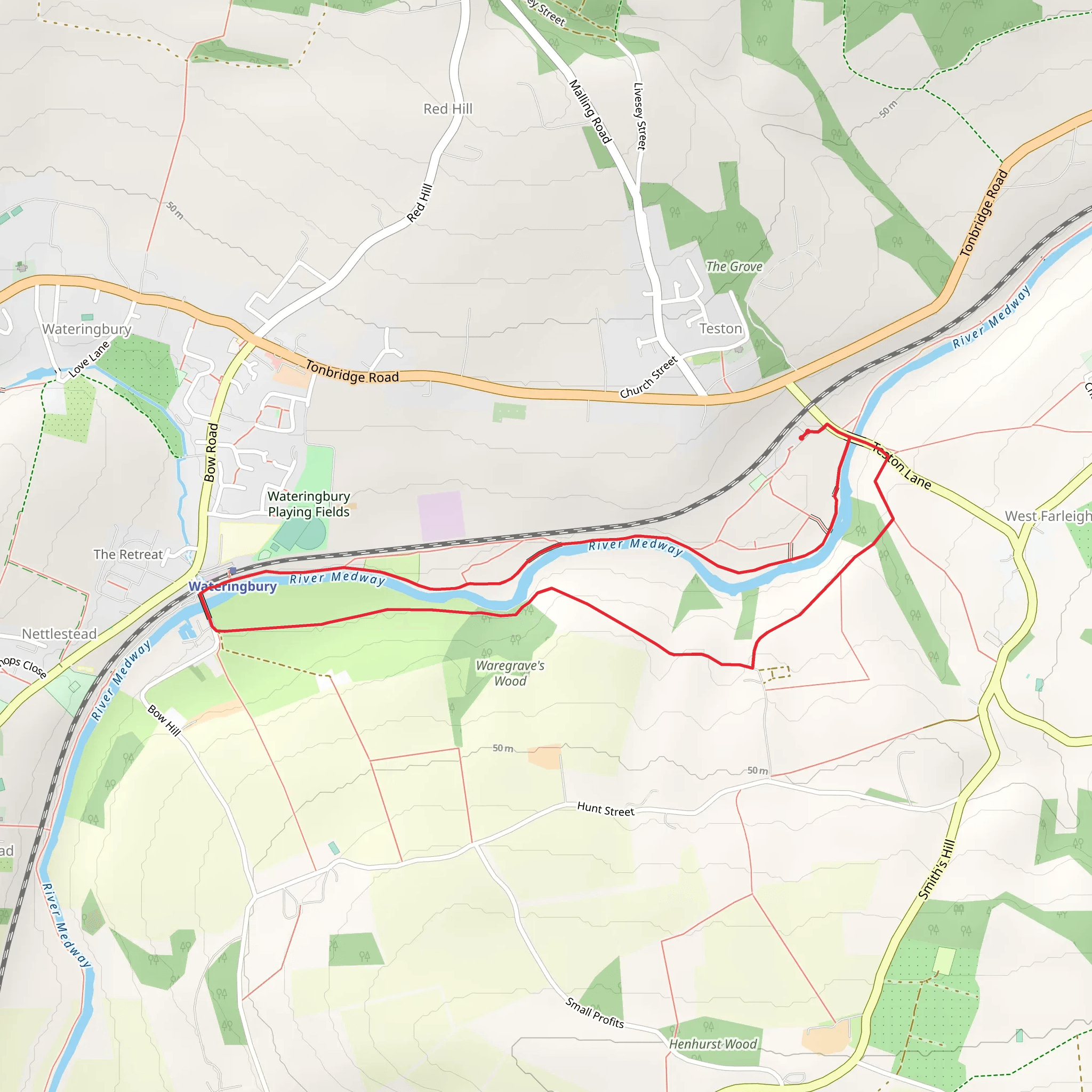 River Medway and Waregrave's Wood mobile static map