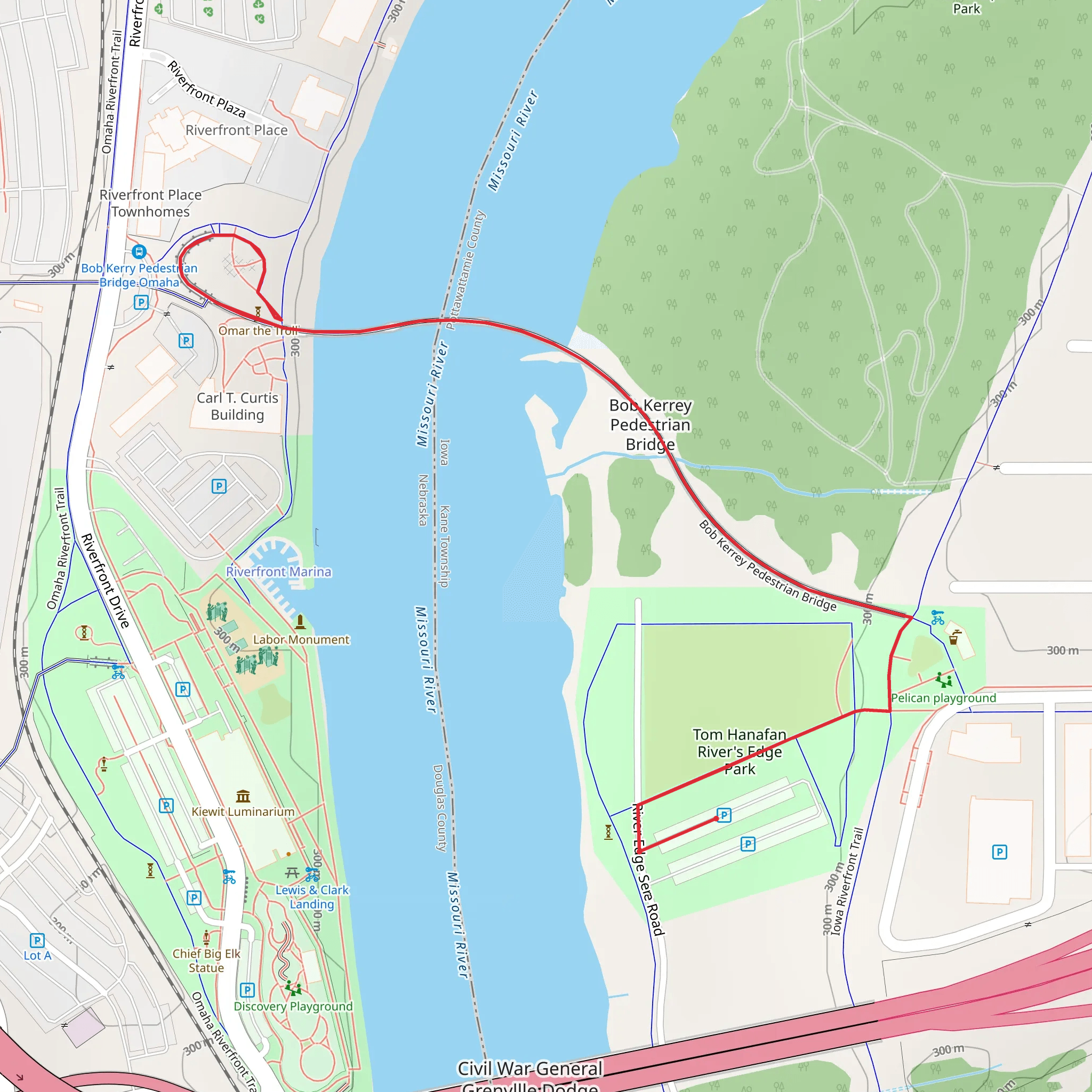 Bob Kerrey Pedestrian Bridge Walk mobile static map