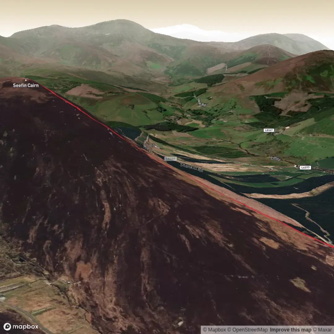 An image depicting the trail Seefin Passage Tomb and its surrounding area.
