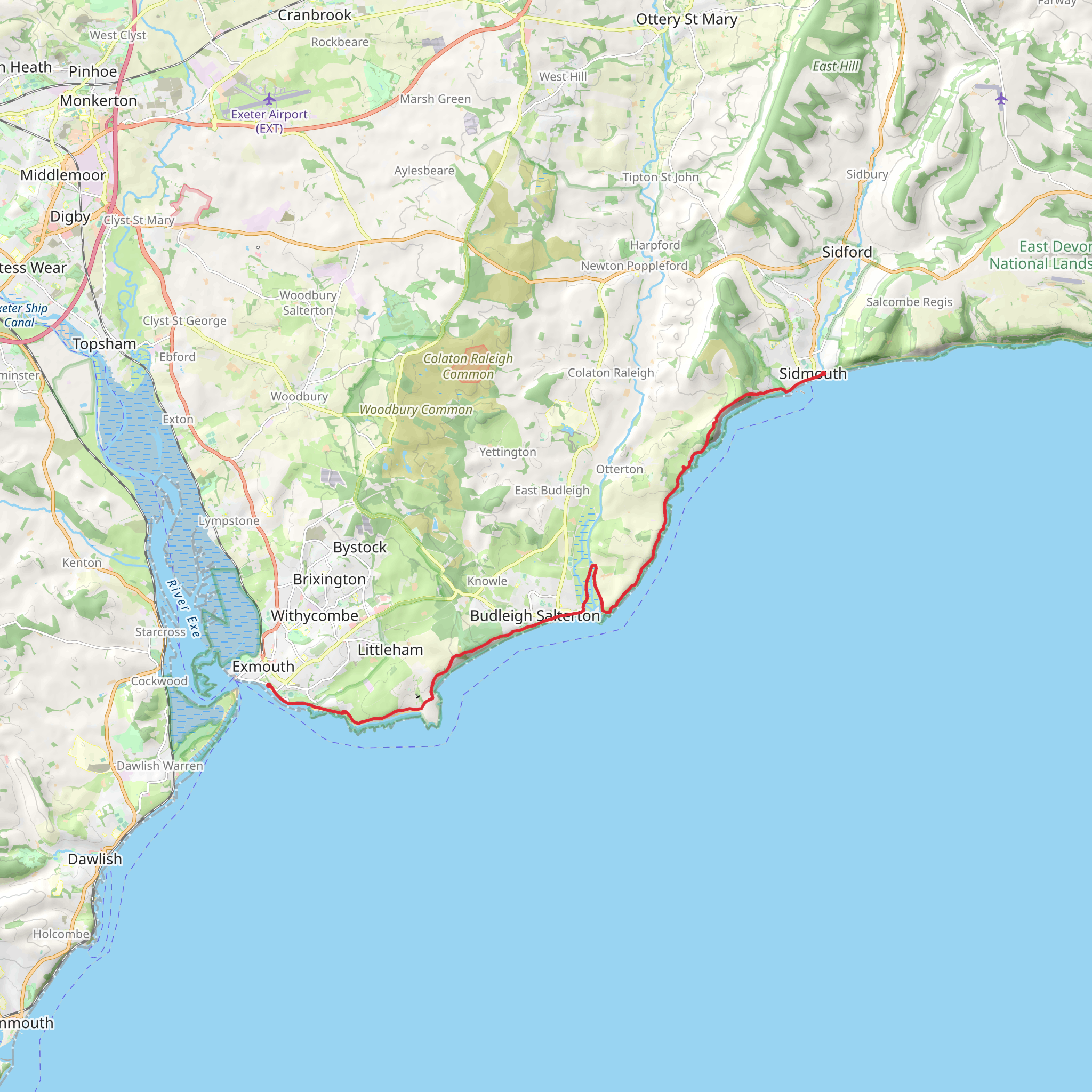 Sidmouth to Exmouth Walk mobile static map