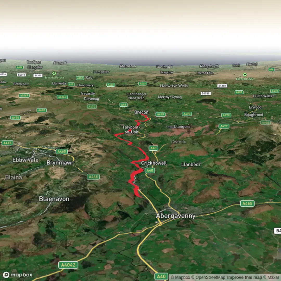 An image depicting the trail Canoe journey Govilion to Brecon and its surrounding area.