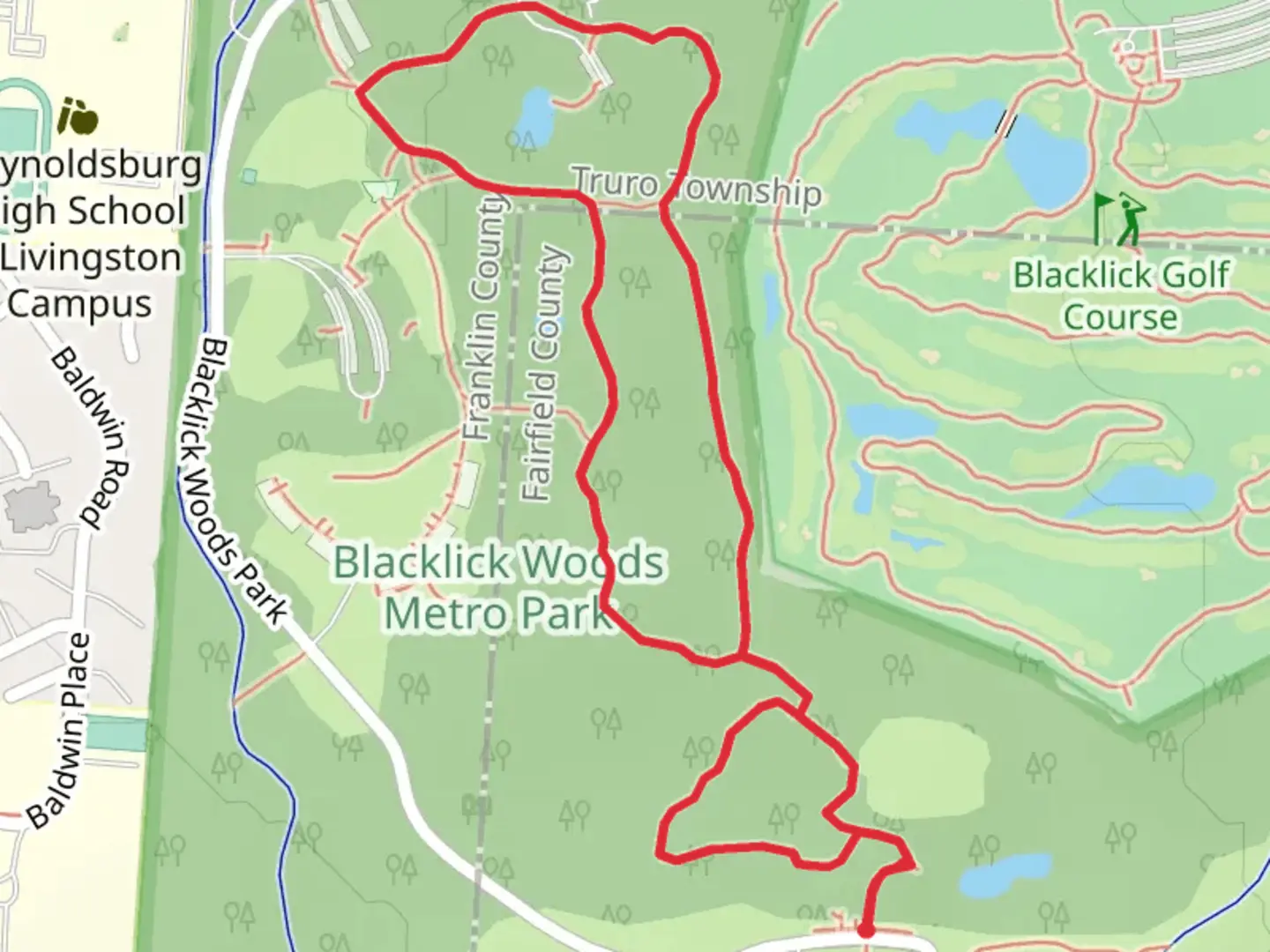 An image depicting the trail Maple Trail, Buttonbush Loop Trail and its surrounding area.