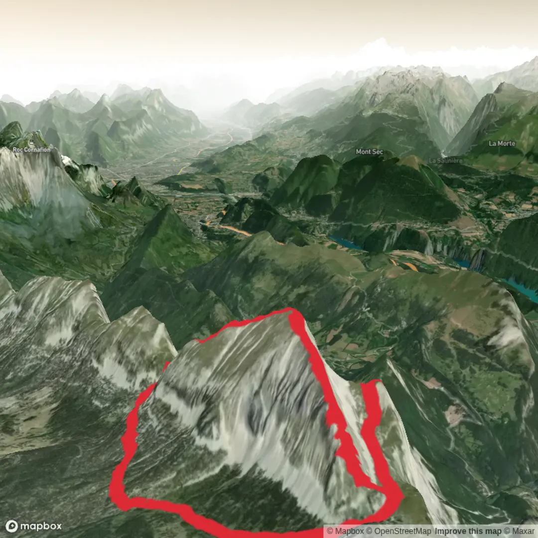 An image depicting the trail Grand Veymont and Petit Veymont from Gresse en Vercors and its surrounding area.