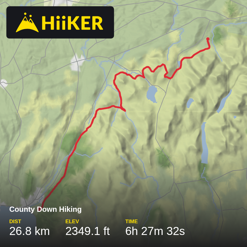 A map preview of the recording County Down Hiking.