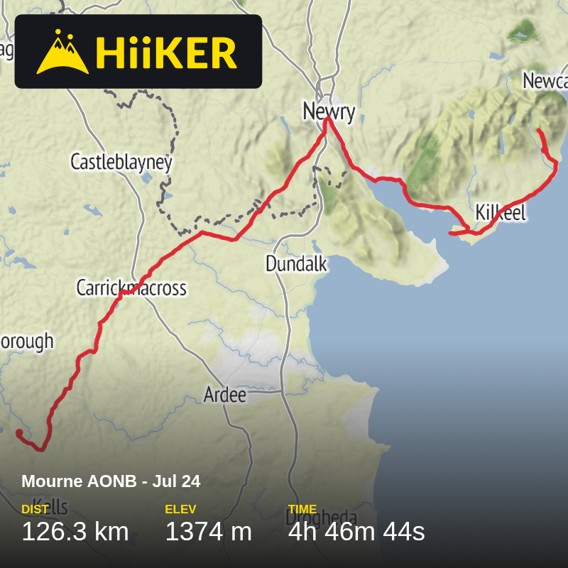 A map preview of the recording Mourne AONB - Jul 24.