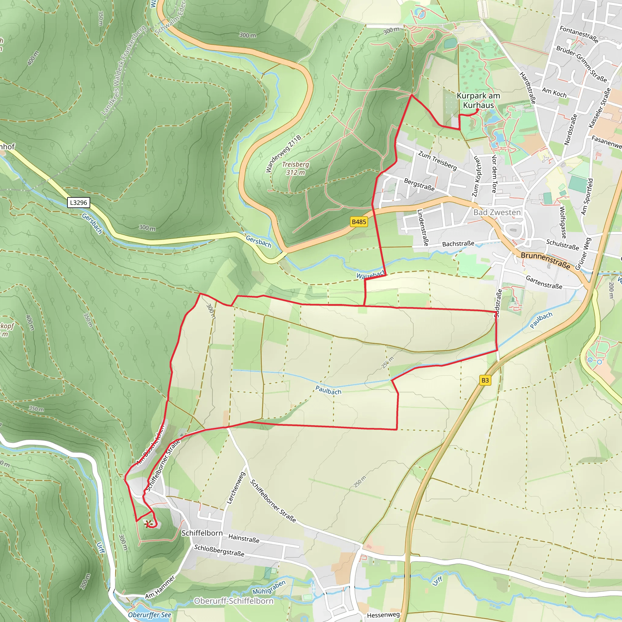 Bad Zwesten and Haupt Route mobile static map