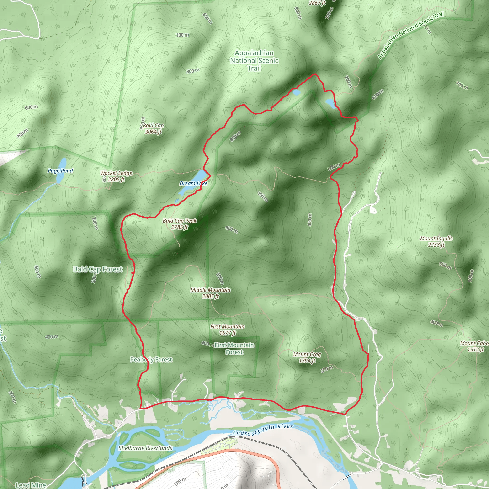 Gentian Pond and Dream Lake Loop from North Road mobile static map