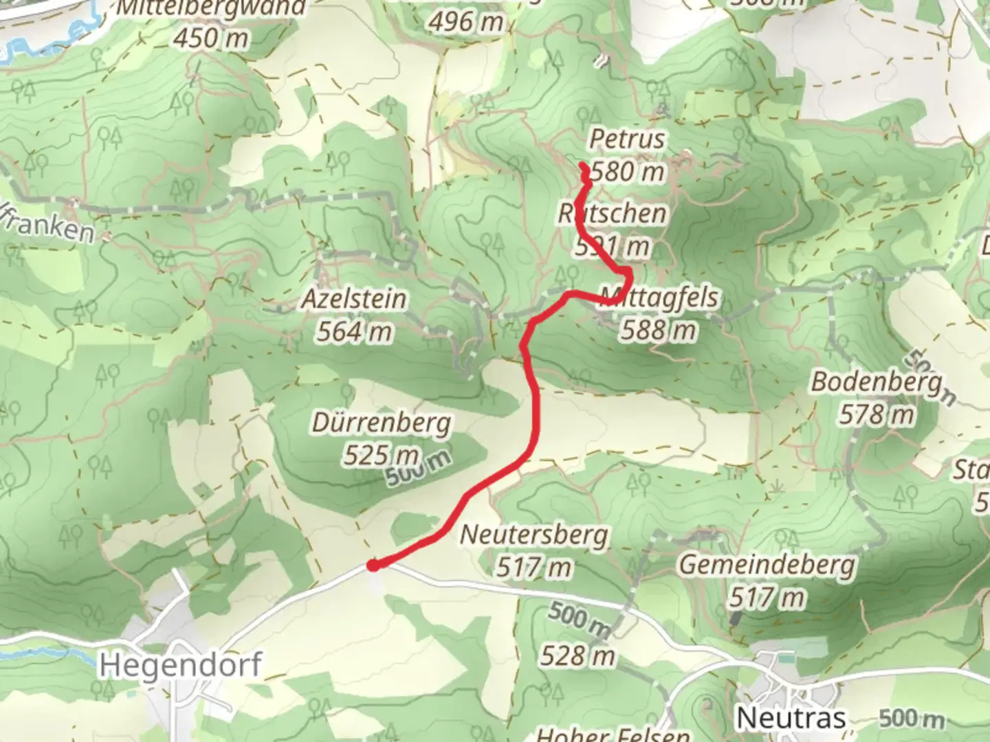 An image depicting the trail Lungisland Walk via Zustiegswege Hohenglucksteig and its surrounding area.