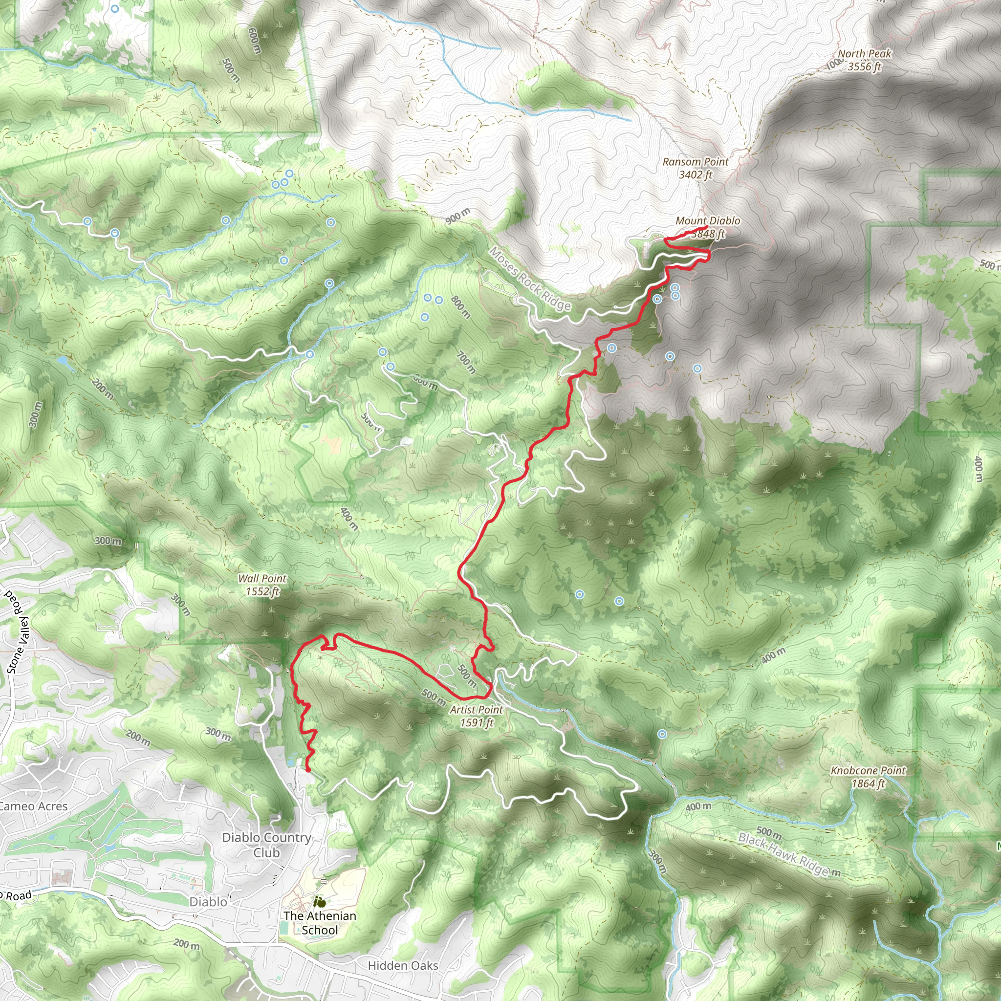 Mount Diablo, Staircase and Summit Trail mobile static map