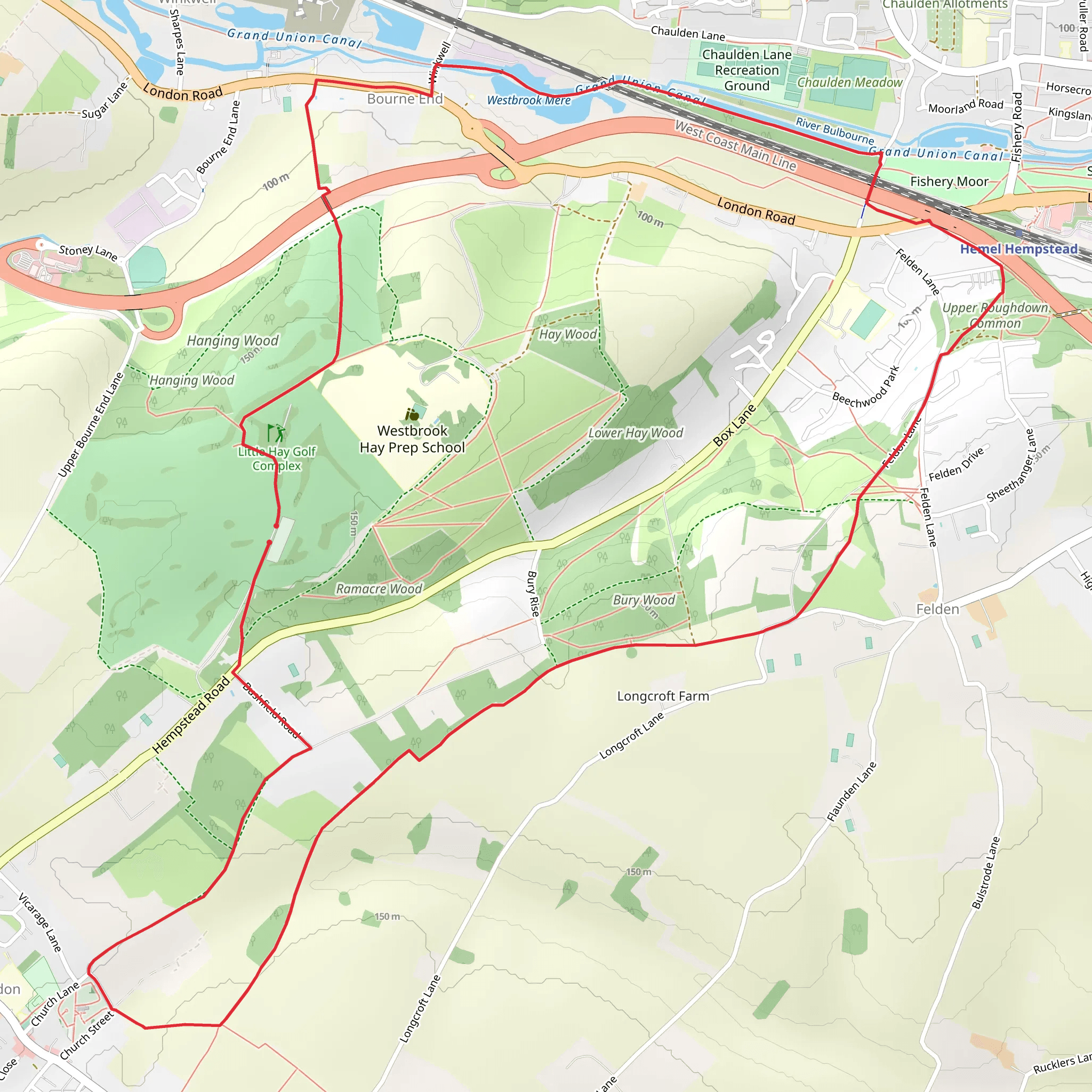 Bourne End and Bovingdon Loop mobile static map