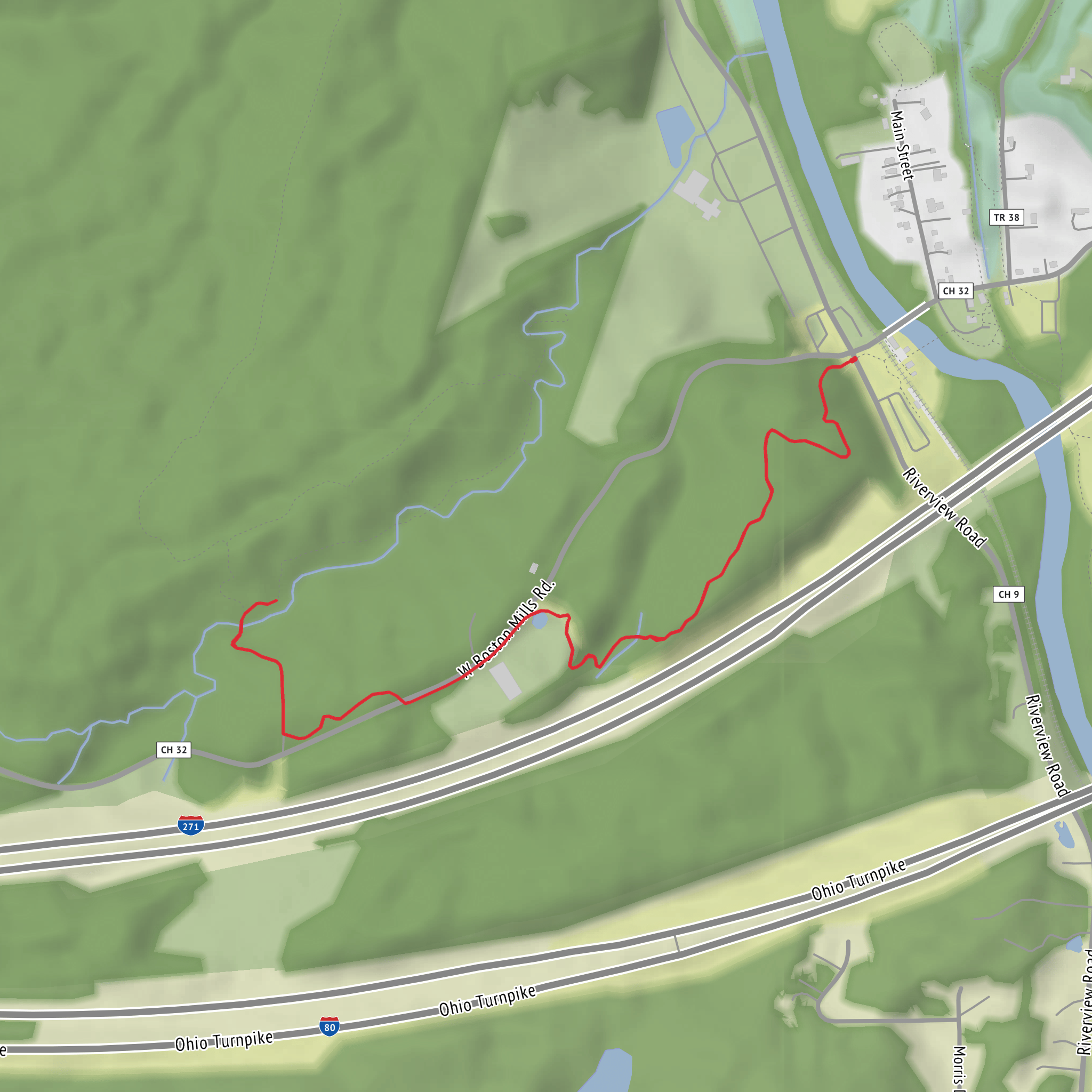 Blue Hen Falls Spur and Buckeye Trail mobile static map