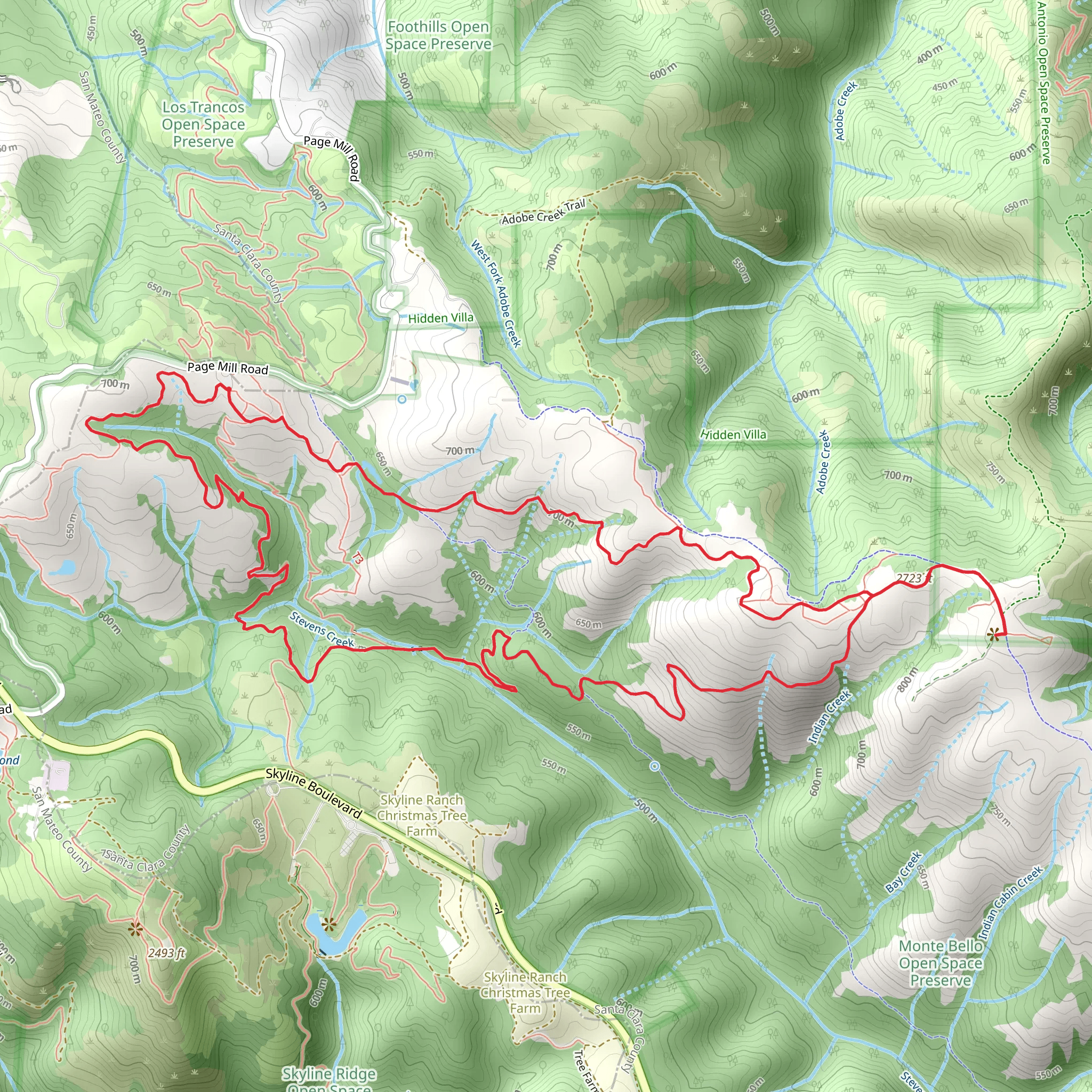 Bella Vista Trail and Lower White Oak Loop Trail mobile static map