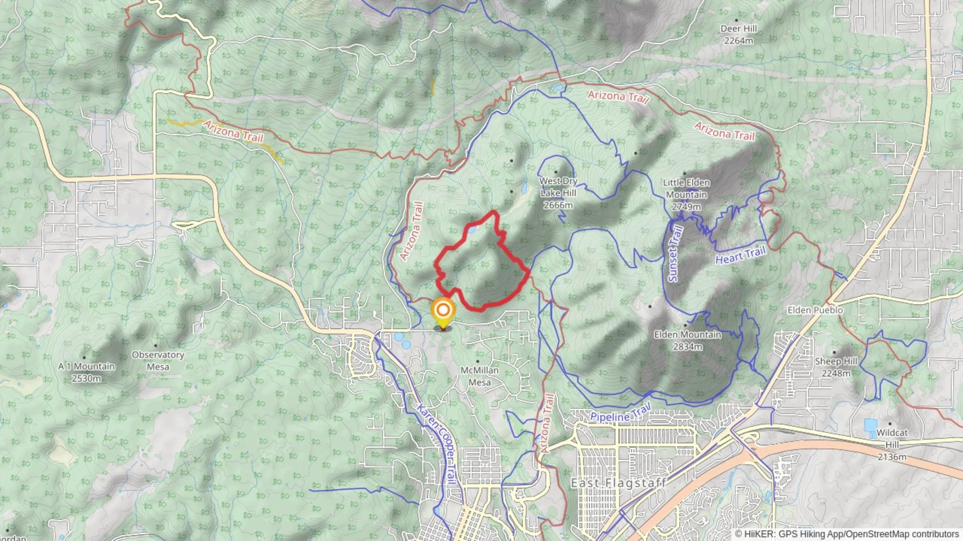An image depicting the trail Lost Burrito, Dry Lakes West Overlook and Arizona Loop Trail and its surrounding area.