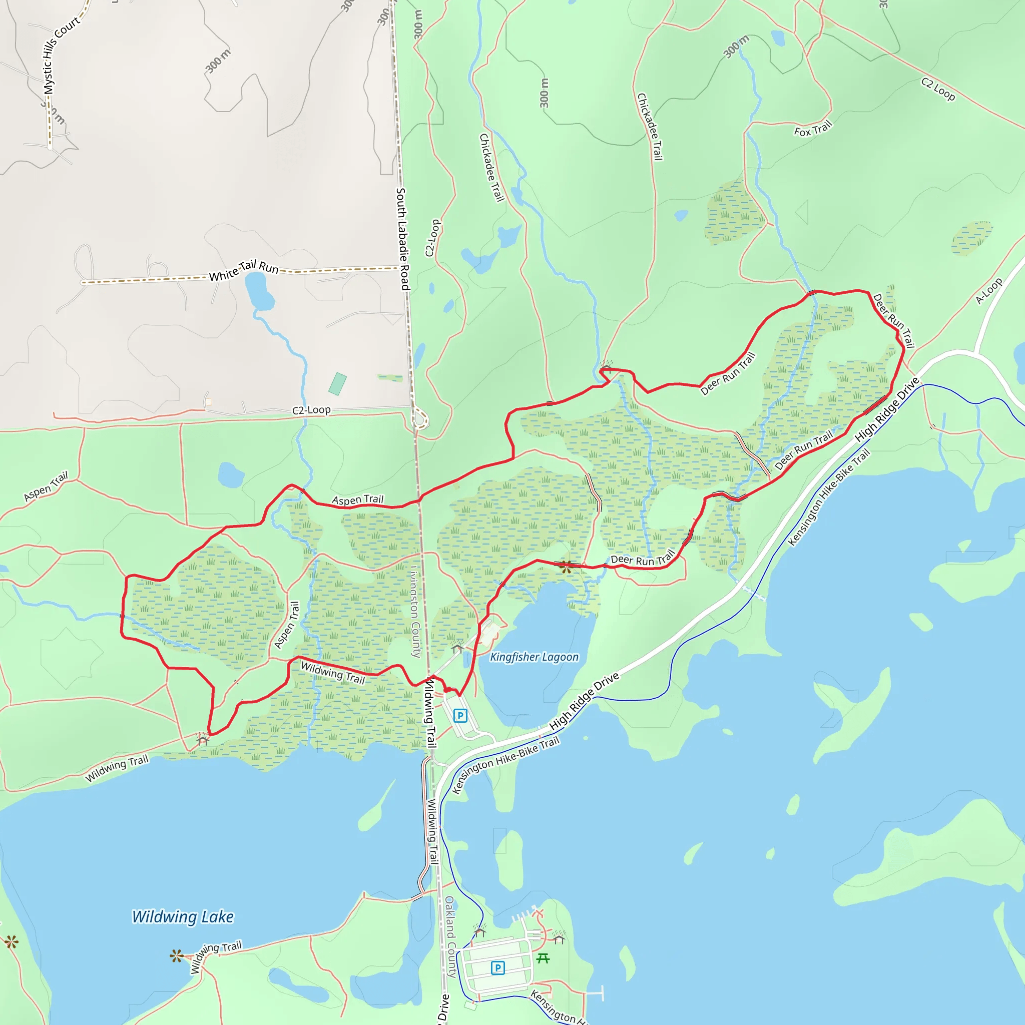 Deer Run, Aspen and Wildwing Loop Trail mobile static map