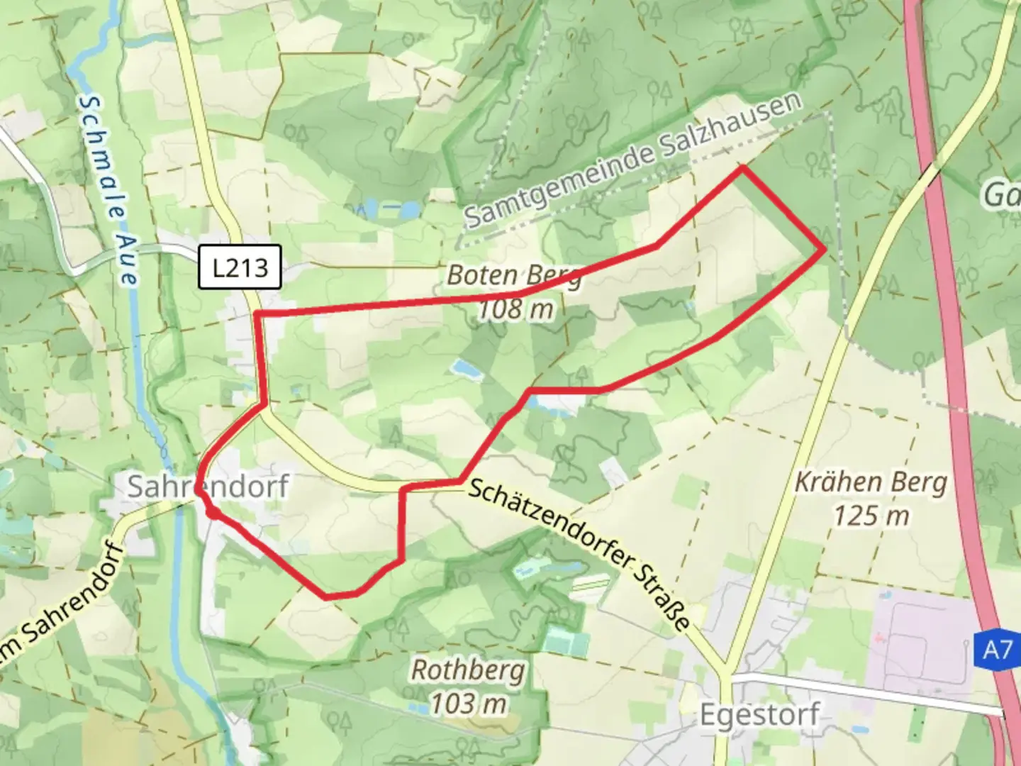 An image depicting the trail Sahrendorf Loop and its surrounding area.