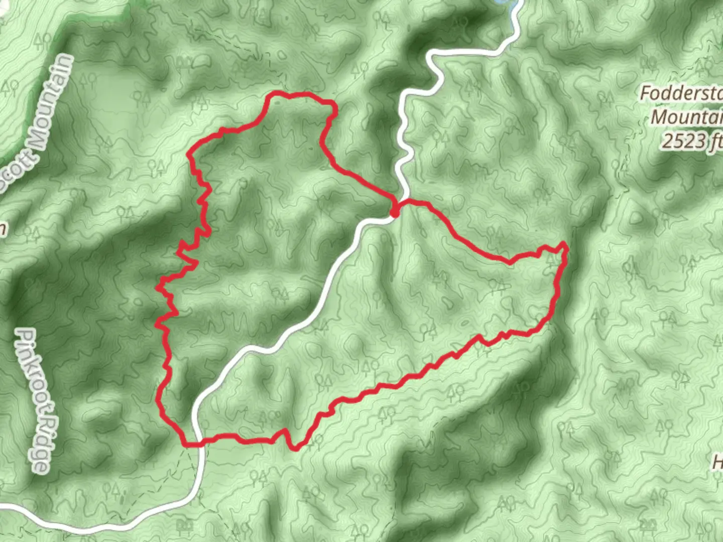 An image depicting the trail Schoolhouse Gap, Finley Cane and Bote Mountain Loop Trail and its surrounding area.