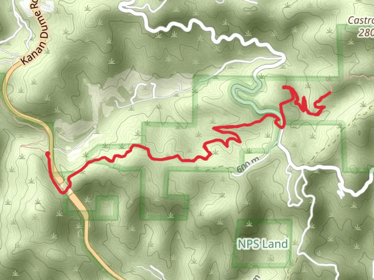 An image depicting the trail Backbone Trail - Newton Canyon and its surrounding area.
