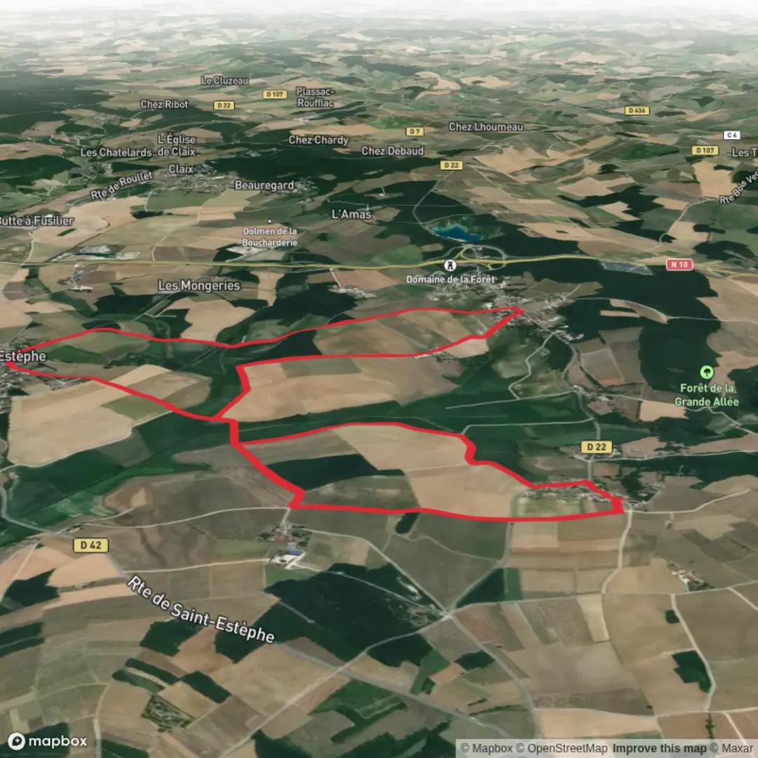 An image depicting the trail Yvon and St Estèphe Loop and its surrounding area.