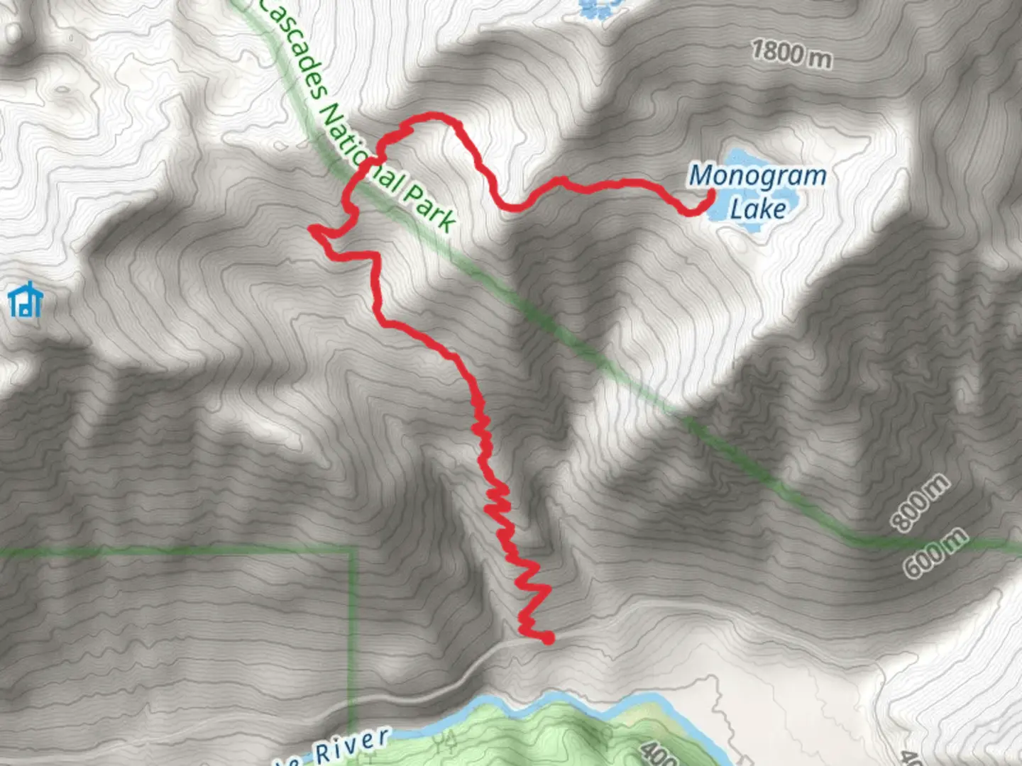An image depicting the trail Monogram Lake via Lookout Mountain Trail and its surrounding area.