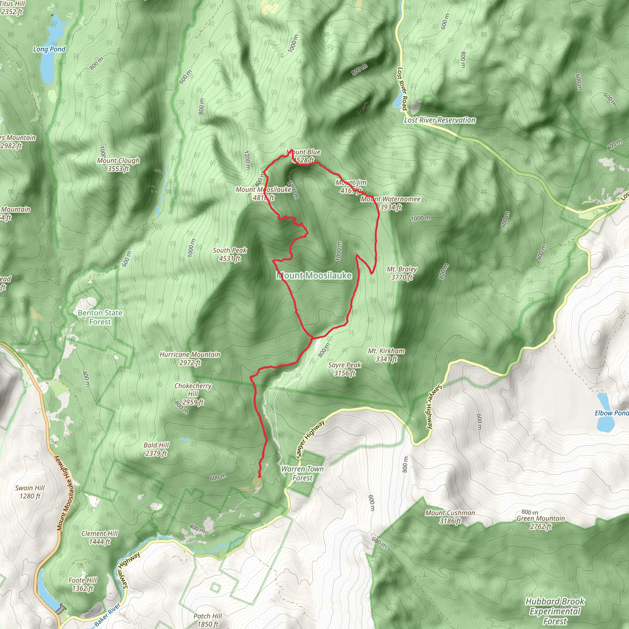 Mount Moosilauke and Mount Jim Loop via Breezy Point mobile static map