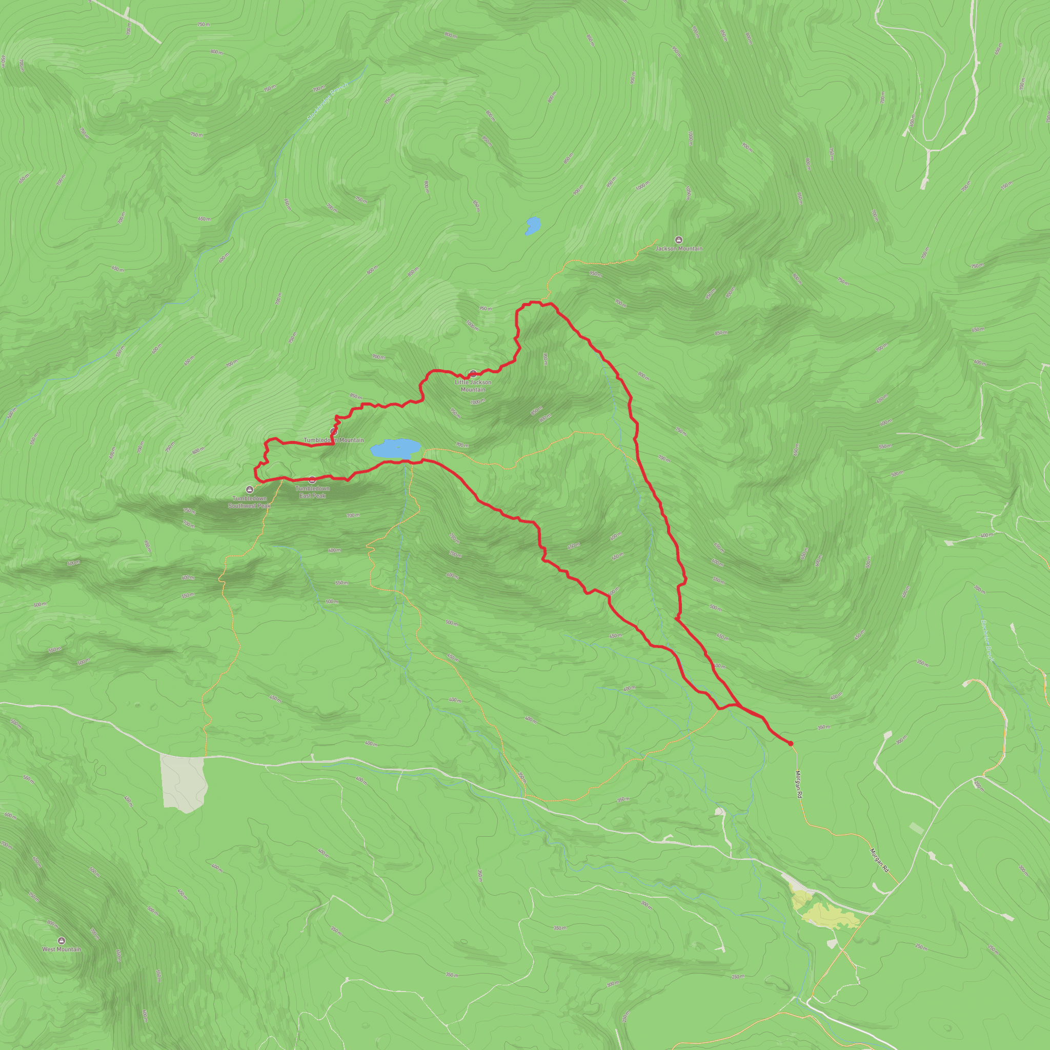 Little Jackson Mountain, Tumbledown Southwest Peak and Tumbledown Pond Loop Trail mobile static map