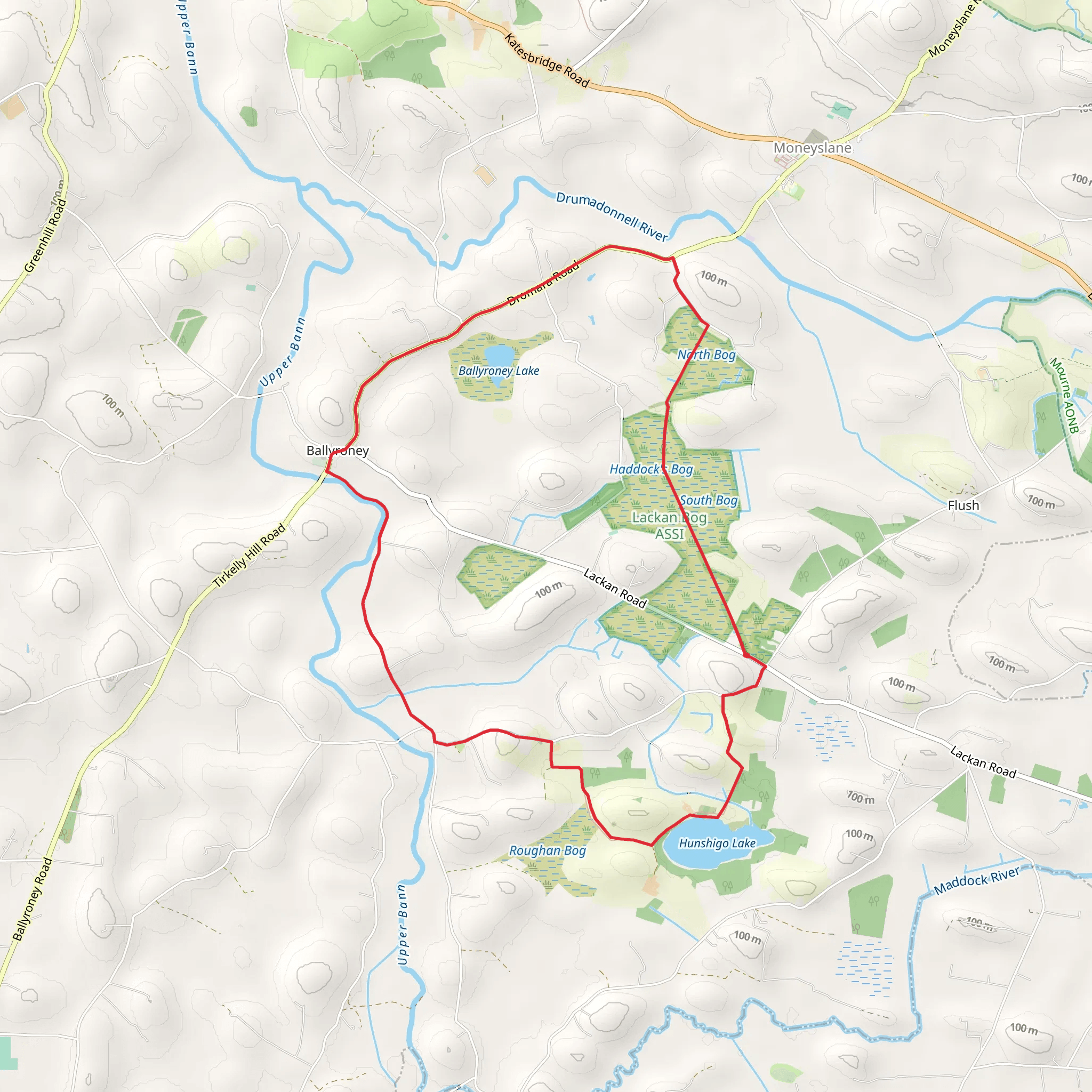 Ballyroney Lake and Bog Walk mobile static map