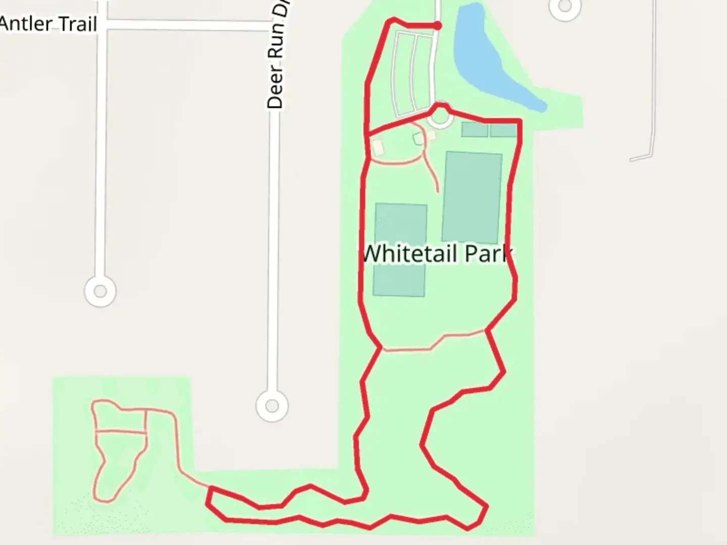 An image depicting the trail Deer Run Drive Loop and its surrounding area.