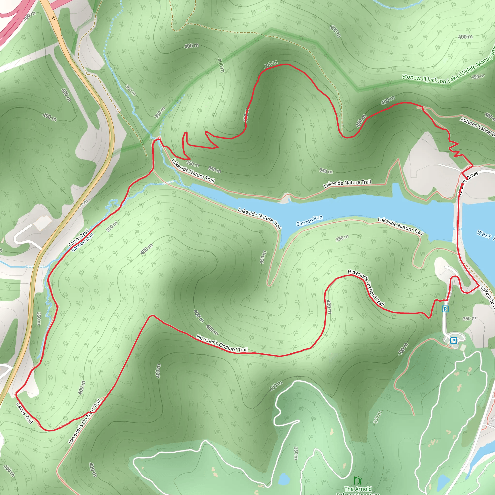 Cairns and Hevener's Orchard Loop Trail mobile static map