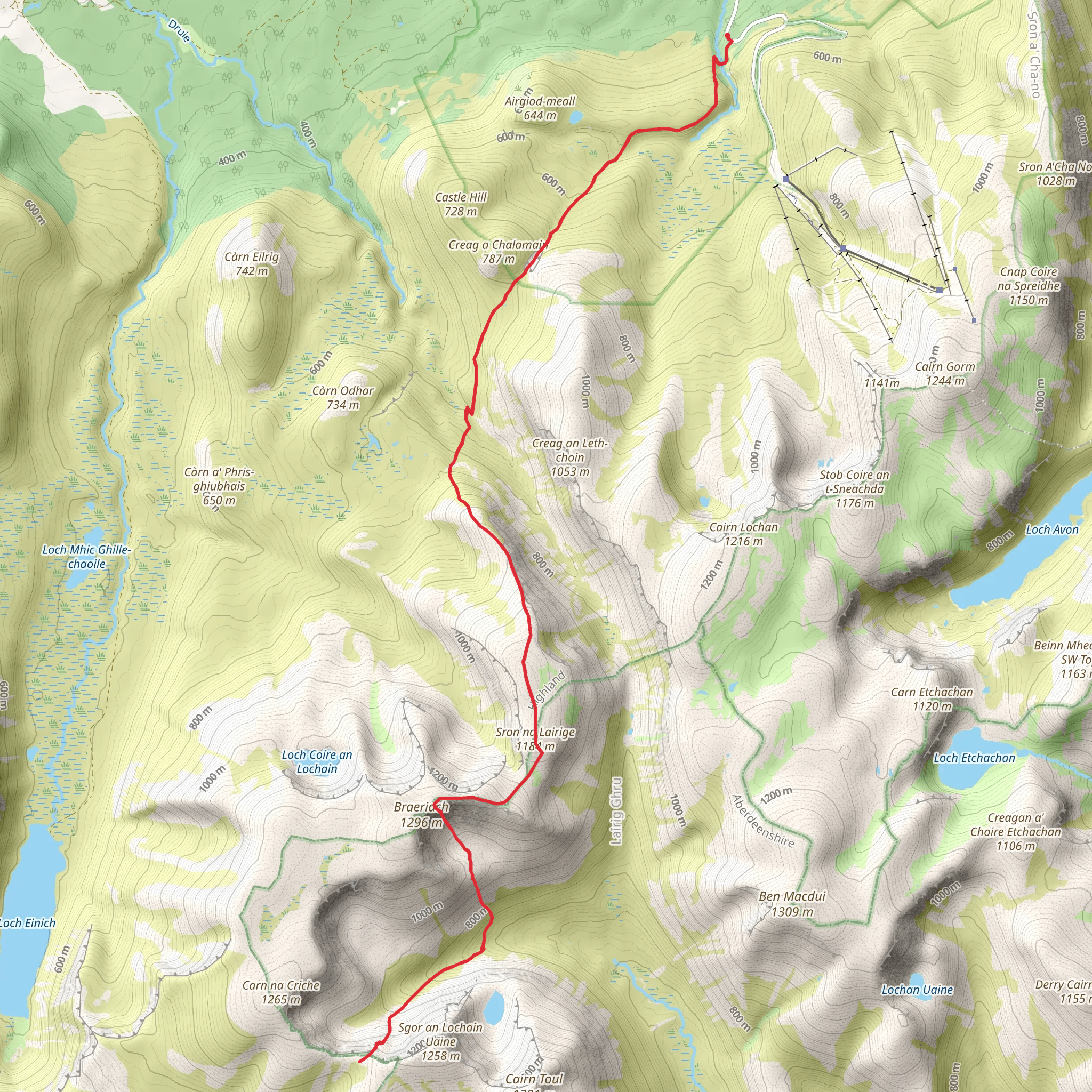 An Garbh Choire from Glenmore mobile static map