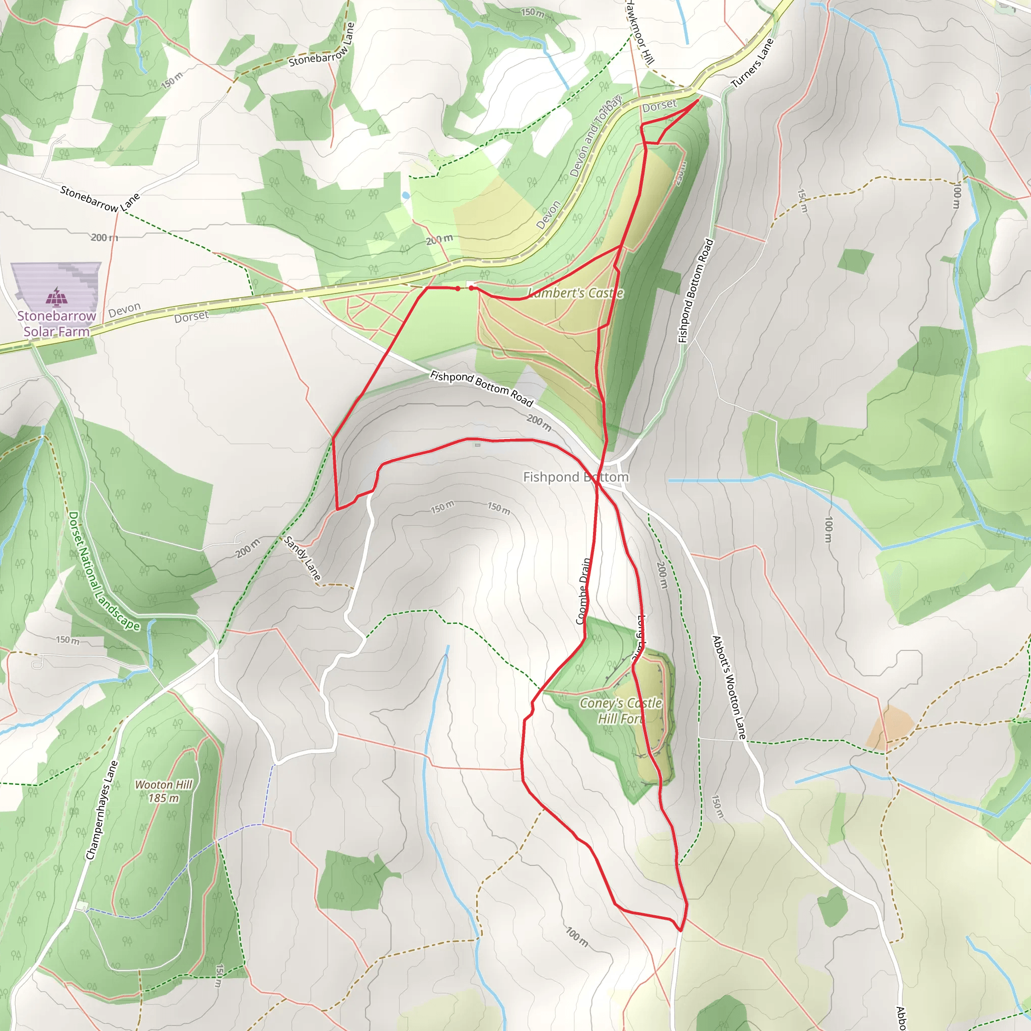 Lamberts Castle to Coneys Castle Loop mobile static map