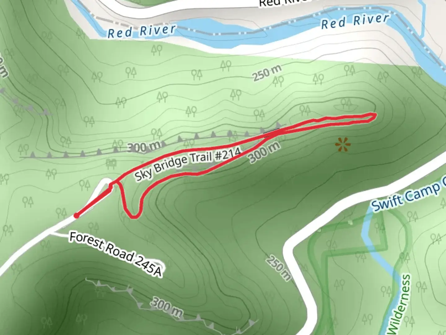 An image depicting the trail Sky Bridge Loop Trail and its surrounding area.