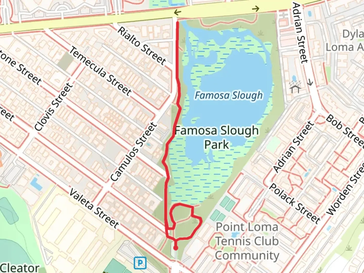 An image depicting the trail Famosa Slough and its surrounding area.