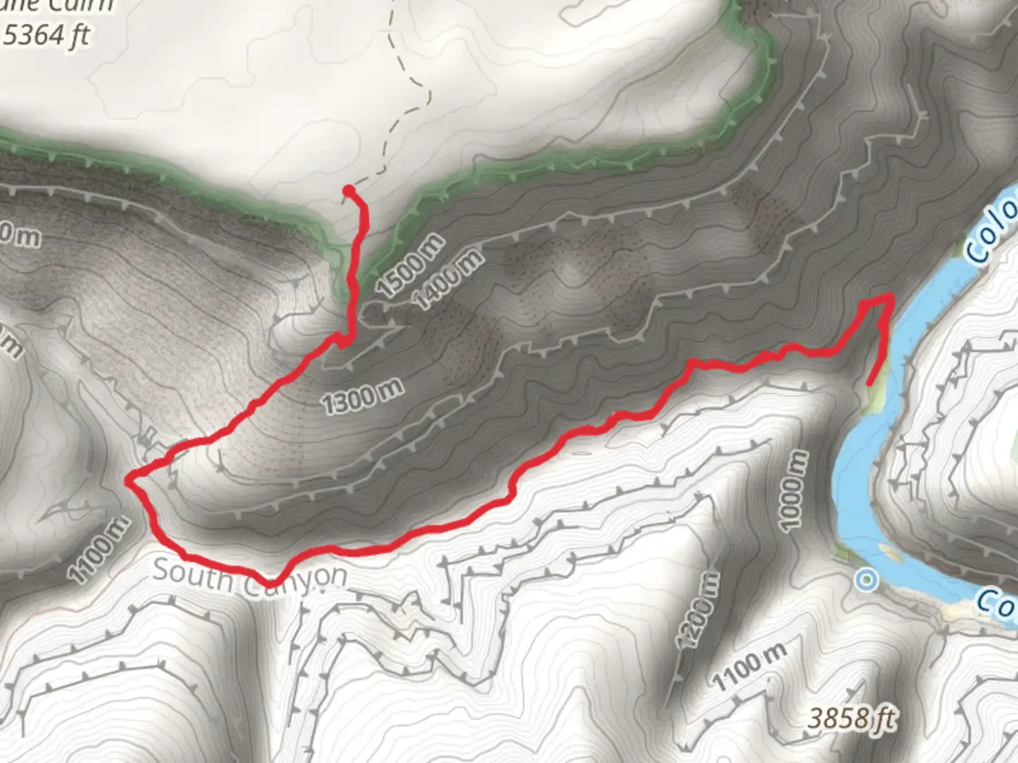 An image depicting the trail South Canyon Trail and its surrounding area.