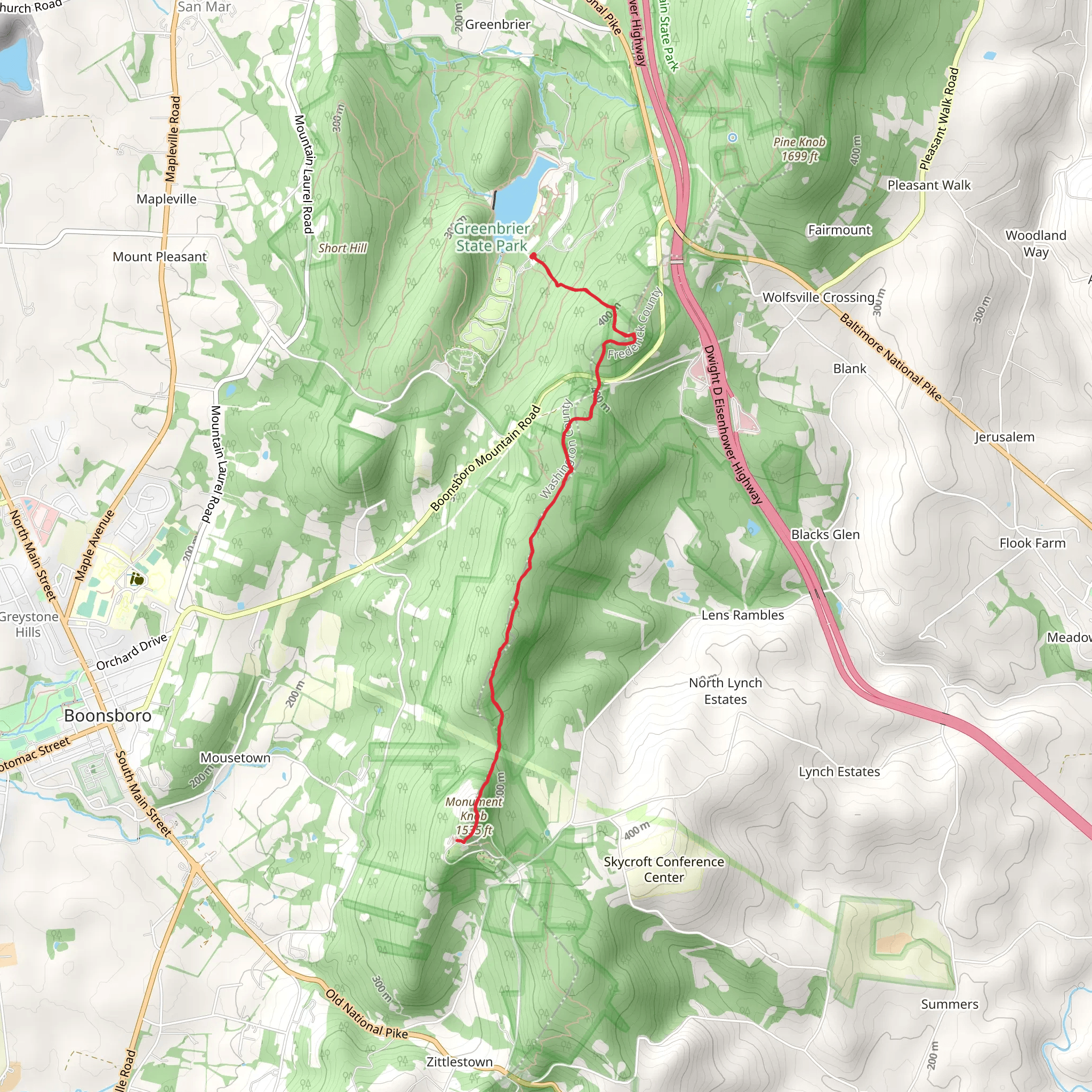 Monument Knob via Appalachian Trail mobile static map