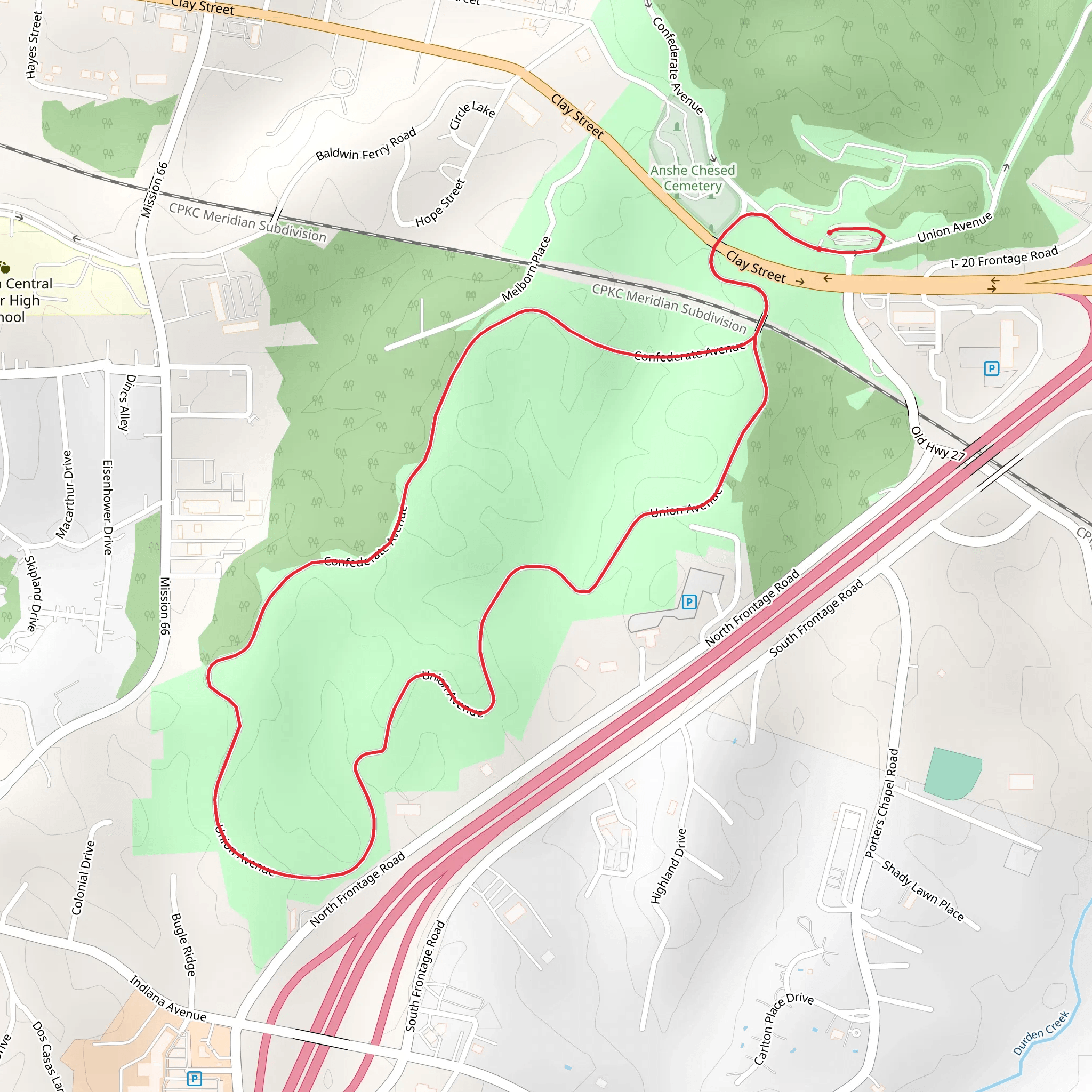 Confederate Avenue and Union Avenue Loop mobile static map