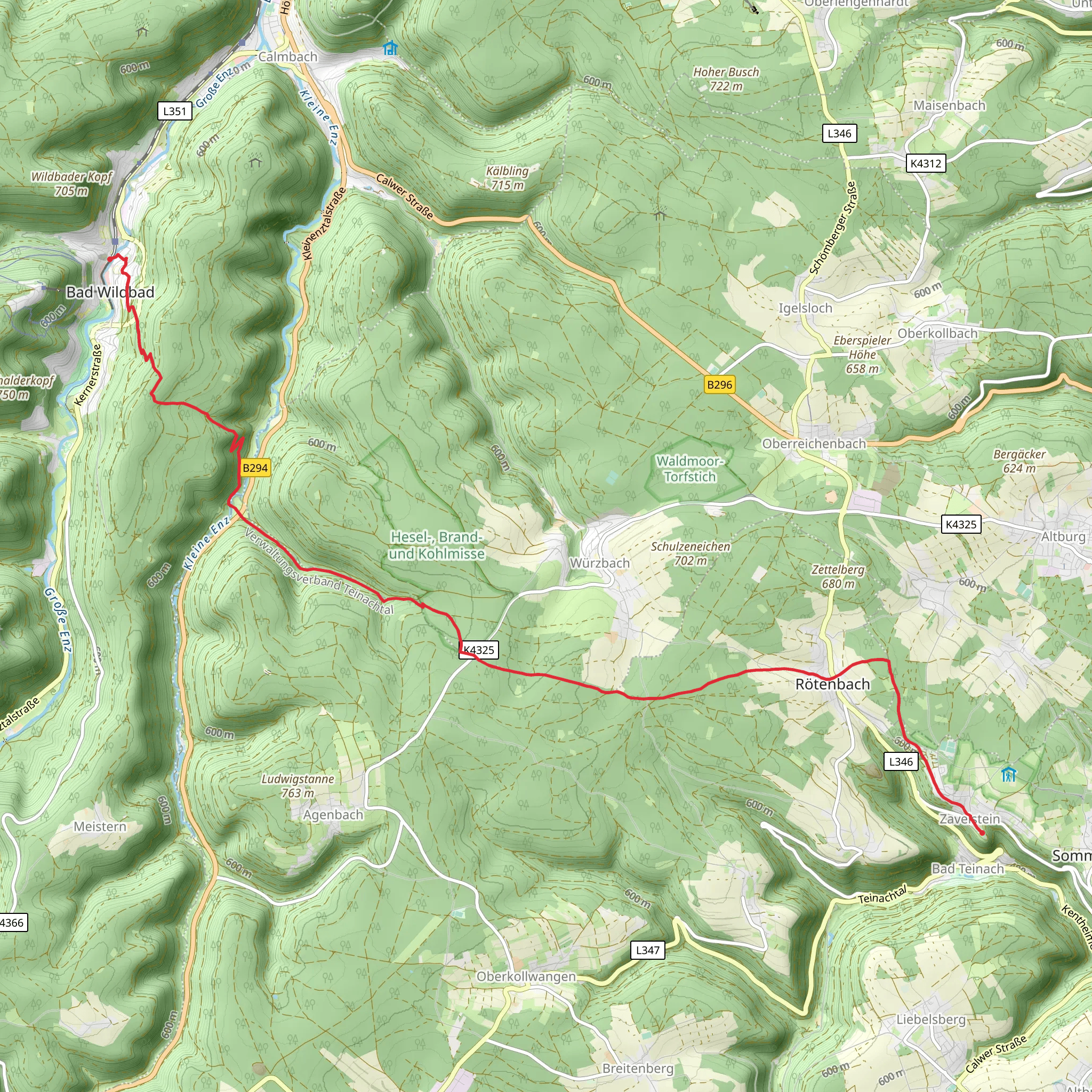 Bad Teinach to Bad Wildbad Walk mobile static map