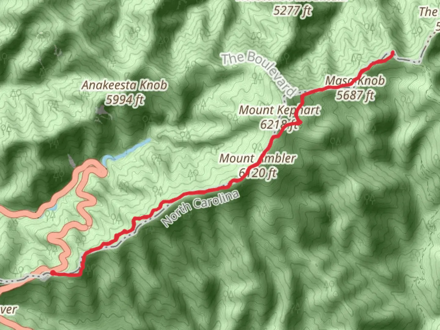 An image depicting the trail Charles Bunion and Mount Ambler via Appalachian Trail and its surrounding area.