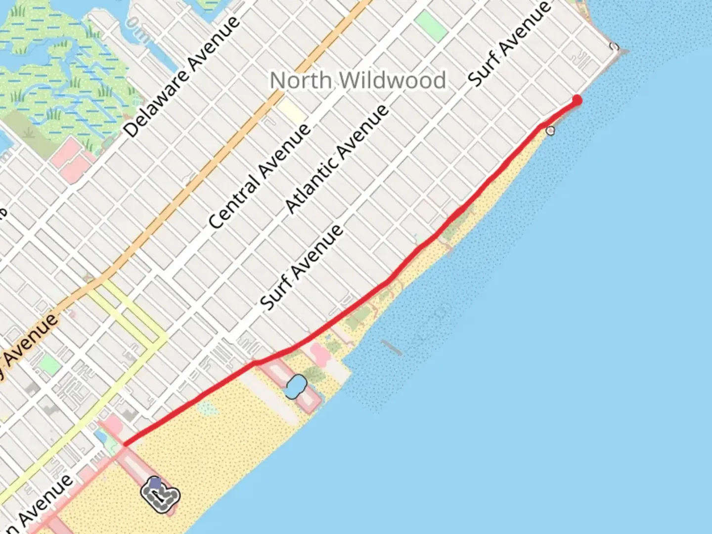 An image depicting the trail Pedestrian Street and Boardwalk and its surrounding area.