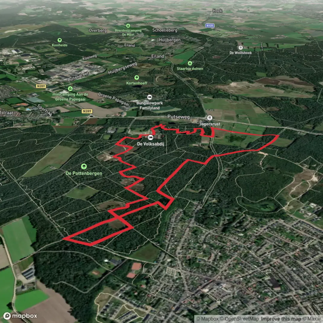 An image depicting the trail Wassche Ven and Lelievijver via Wandelpad Kikker and its surrounding area.